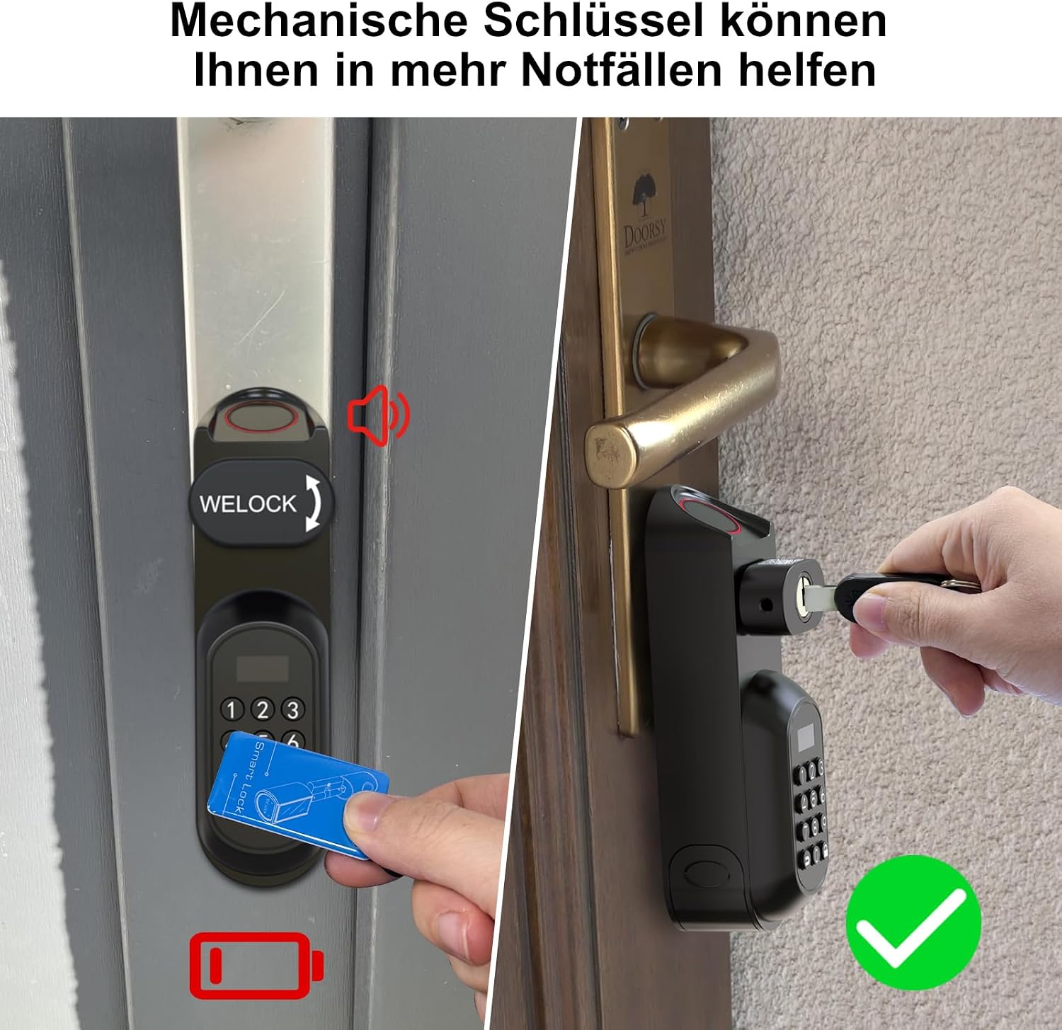 WELOCK U81 Türschloss Fingerabdruck Passwort mit Mechanischer Schlüssel – Bild 5