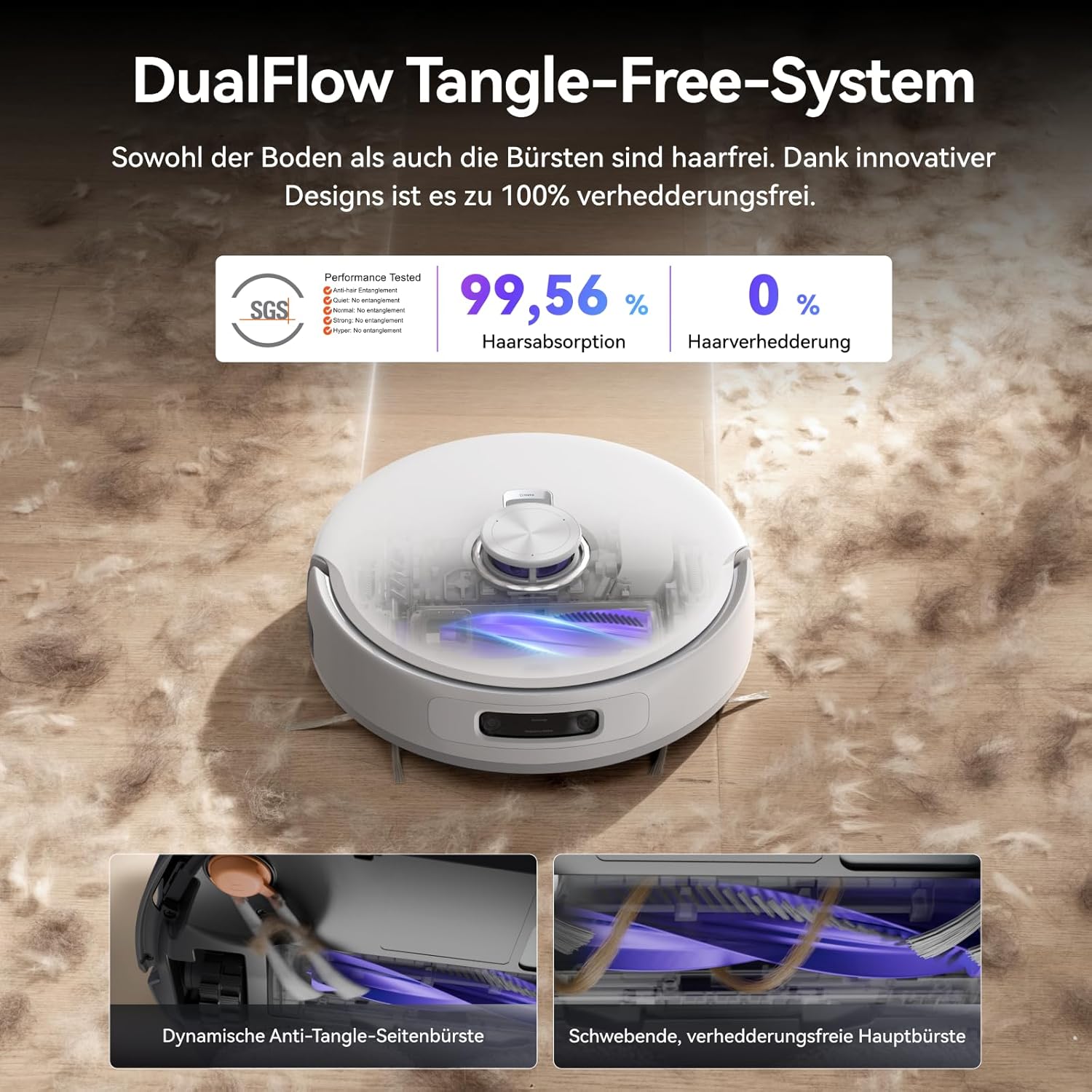 NARWAL Freo Z10 Ultra Saugroboter mit Wischfunktion, 18.000 Pa Saugleistung, Dynamische Moppausdehnung, Tangle-Free System, Intelligente Nass-Trocken-Reinigung, All-in-One-Basisstation – Bild 6