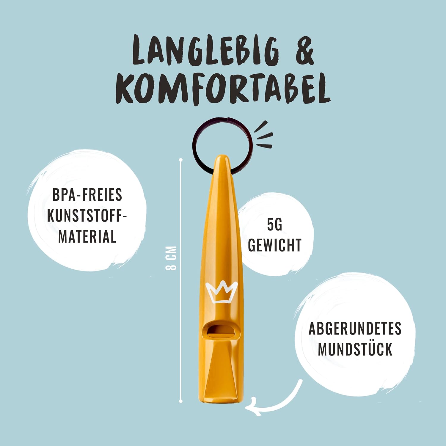 Rudelkönig Hundepfeife Rückruf - Professionelle Trainingspfeife mit genormter Frequenz und Pfeifenband - Pfeife Hund Rückruf – Bild 5