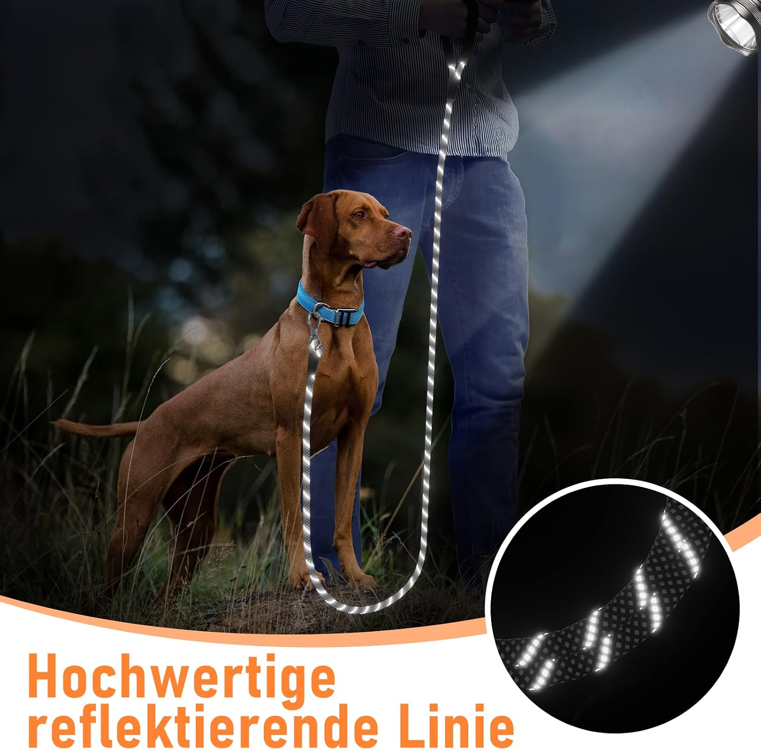 X XBEN Schleppleine für Hunde, 3M 5M 10M 15M 20M 25M 30M Lang Robuste Hundeleine mit Abschließbarer Karabiner, Laufleine Trainingsleine für Kleine Mittlere Große Hunde, Weiche Handschlaufe – Bild 6