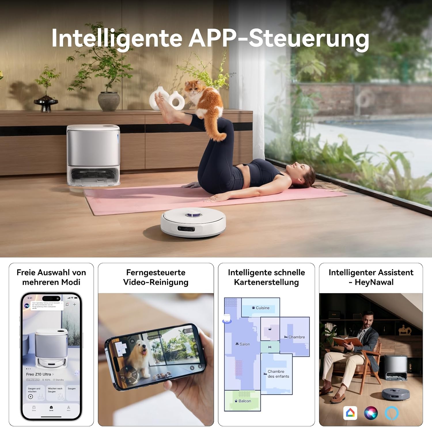 NARWAL Freo Z10 Ultra Saugroboter mit Wischfunktion, 18.000 Pa Saugleistung, Dynamische Moppausdehnung, Tangle-Free System, Intelligente Nass-Trocken-Reinigung, All-in-One-Basisstation – Bild 11
