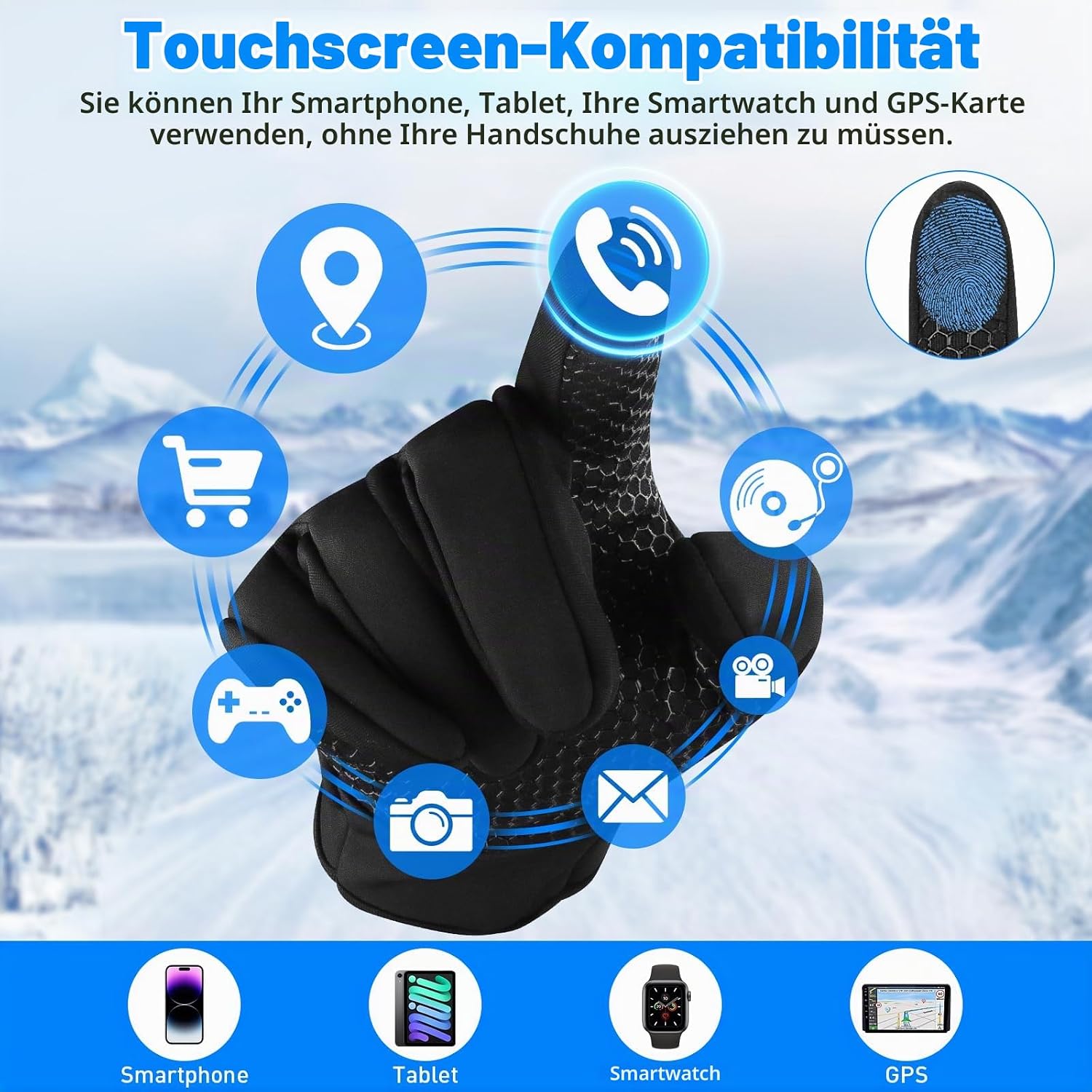 Warme Dünne Fahrradhandschuhe Herren Damen, Winter Touchscreen Handschuhe – Bild 2