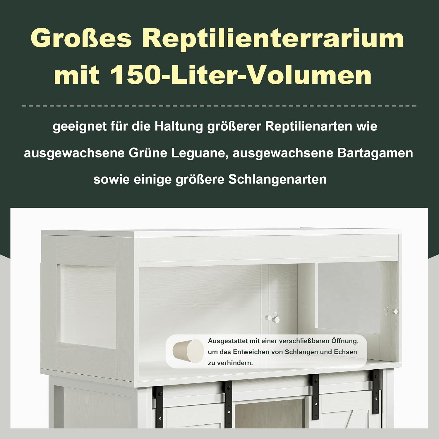 Herture Reptilien Terrarium mit Unterschrank for 90 x 46 x 41 cm Terrarium – Bild 2