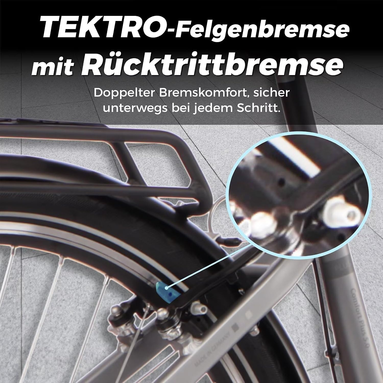 SAXONETTE E Bike mit Rücktrittbremse und nabenschaltung, Ebike Damen 28 Zoll mit 36V 13Ah BMS Akku, 7 Gang Elektro Fahrrad Erwachsene mit Federgabel, Pedelec mit Gepäckträger für Damen und Herren – Bild 4