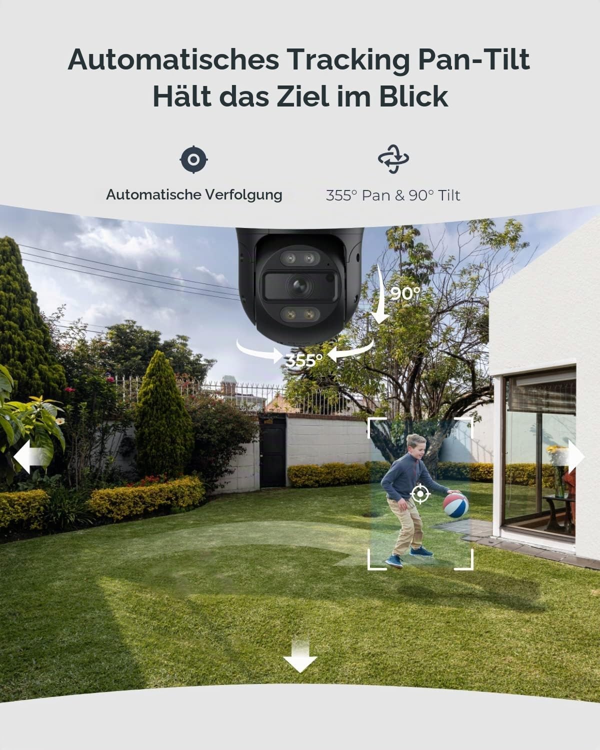 Reolink 4K PT PoE Überwachungskamera Aussen mit Auto-Tracking, Spotlights, 355° Schwenk 90° Neige, Personen-/Fahrzeug-/Haustiererkennung, 30m Farbnachtsicht, 2-Wege-Audio, RLC-830A (Generalüberholt) – Bild 3