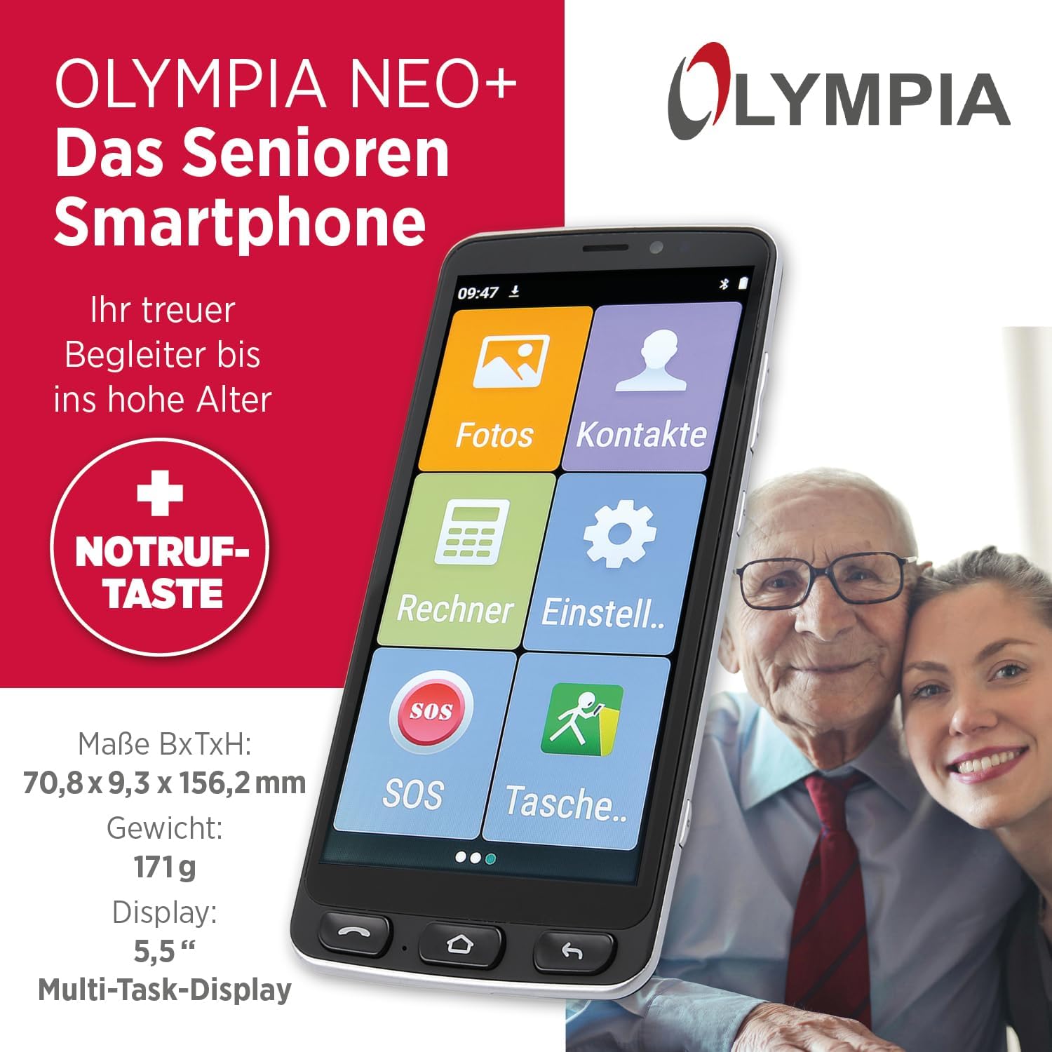 Olympia NEO+ schwarz Seniorenhandy | Senioren Smartphone mit großem Display – Bild 2