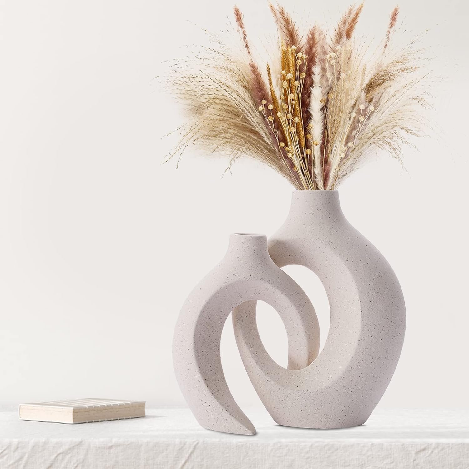 Keramik Vase, SUKIYPO 2er Set Moderne Hohle Vasen, Nordische Vasen Deko – Bild 8
