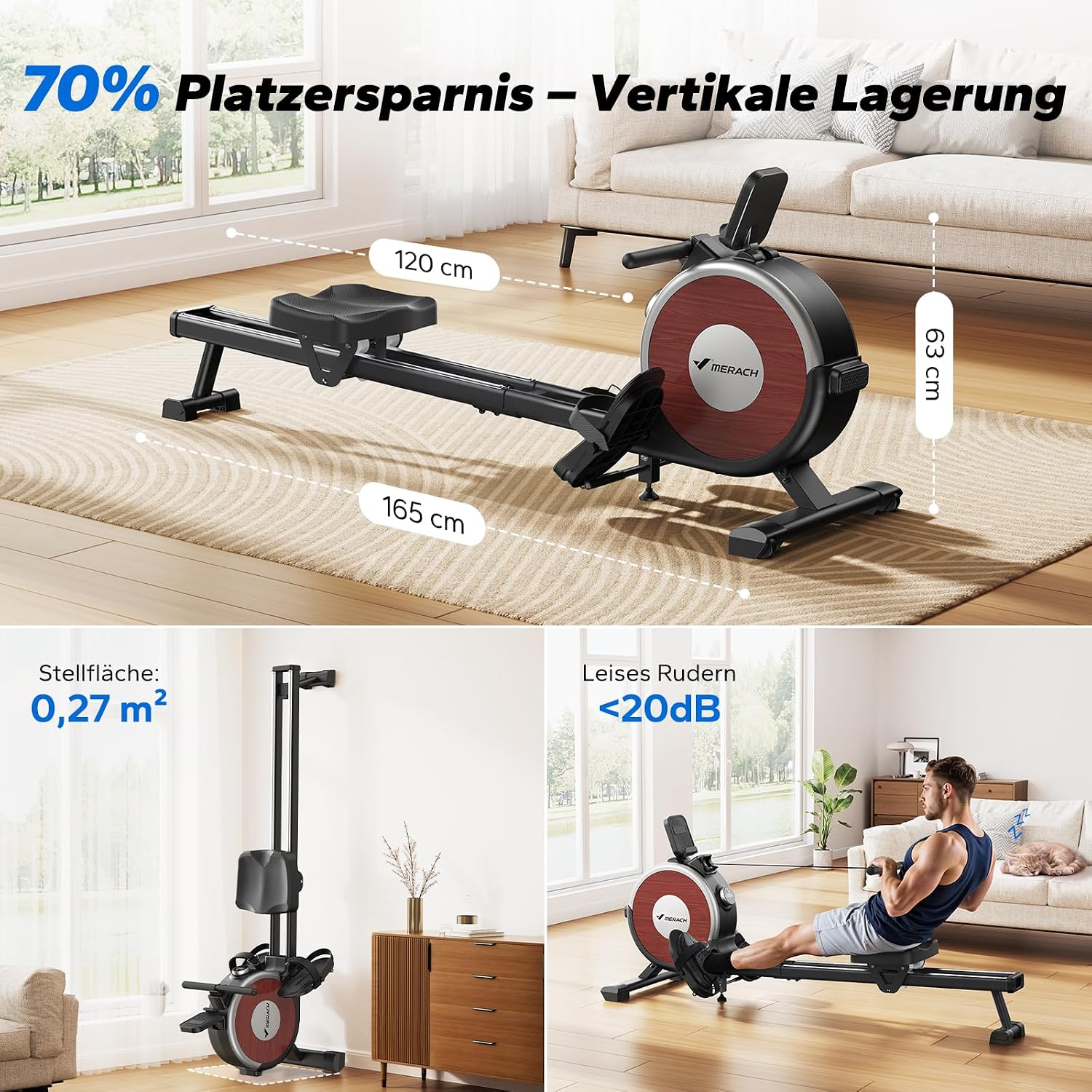 MERACH Rudergerät für Zuhause, 16 Widerstandsstufen, Leises Magnetisches – Bild 8