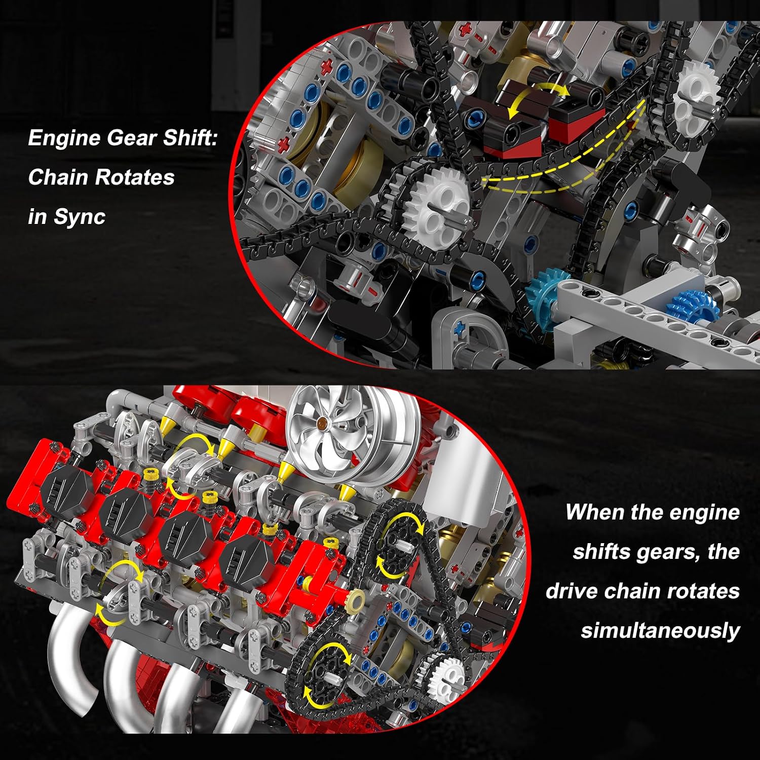 Mould King 10130 F488 Supercar V8-Motor, MOC-Spielzeugbausätze mit Motoren – Bild 5