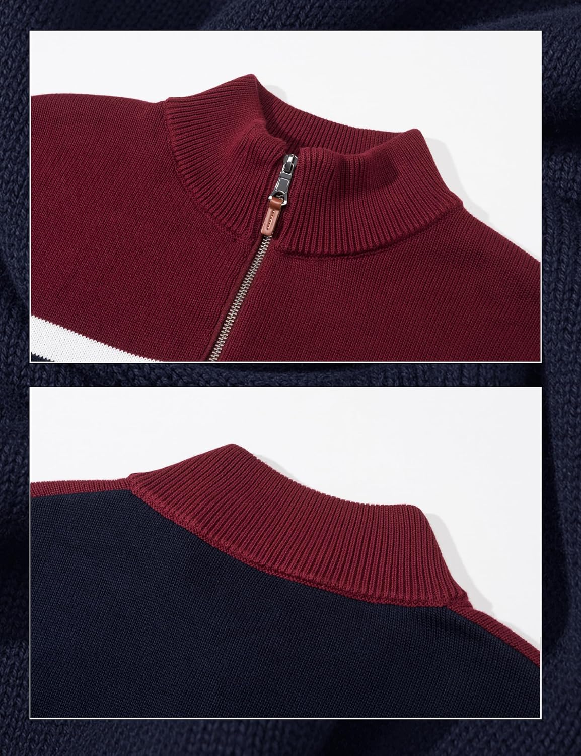 TACVASEN Pullover Herren Baumwolle Half Zip Strickpullover Winter Troyer – Bild 5