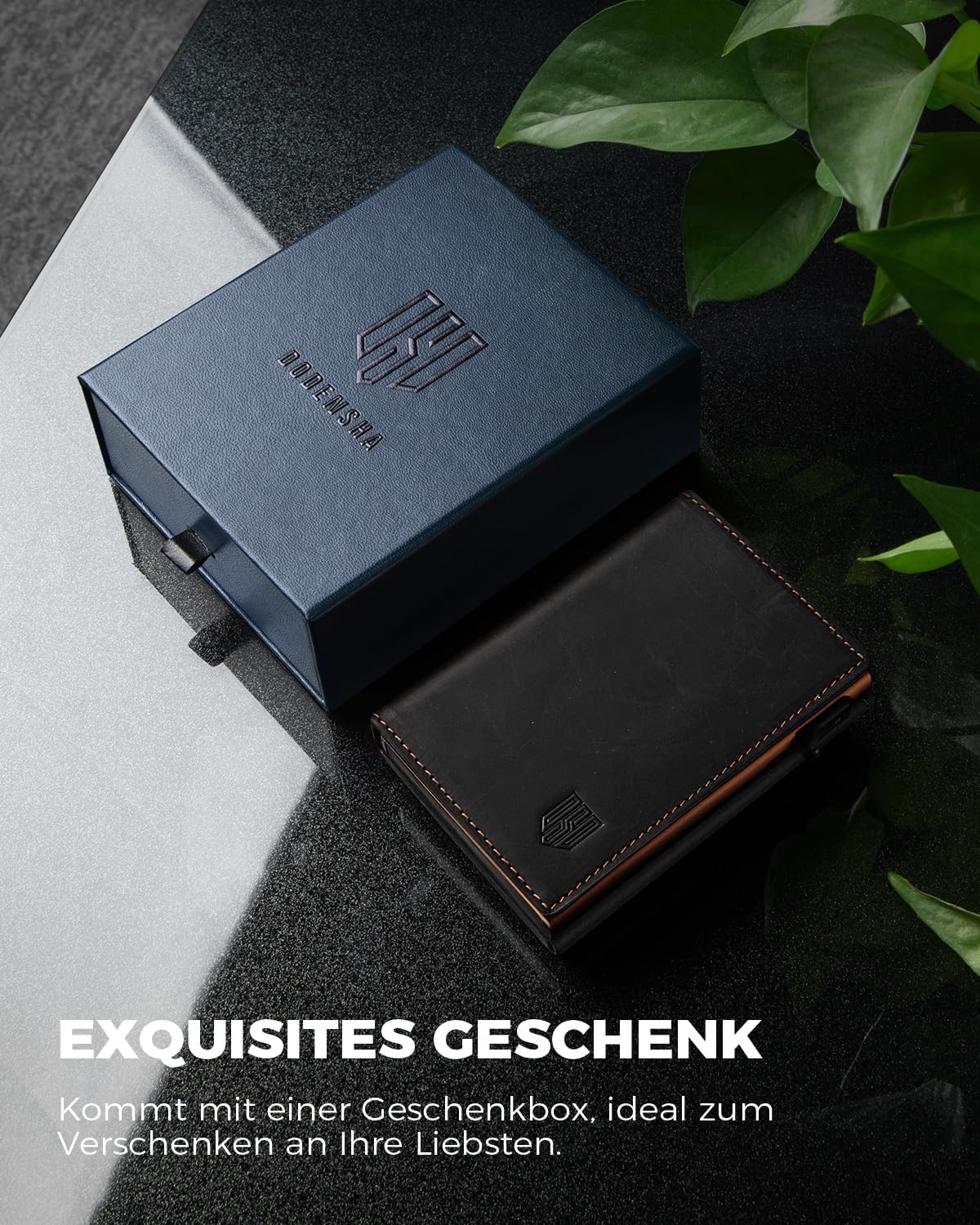 DODENSHA MagSnap Portmonee Herren I Slim Wallet mit Münzfach I Kreditkartenetui Geldbeutel für 10+ Karten I Magnetischer Verschluss Geldbörse Herren I RFID Schutz I SchwarzOrange – Bild 8