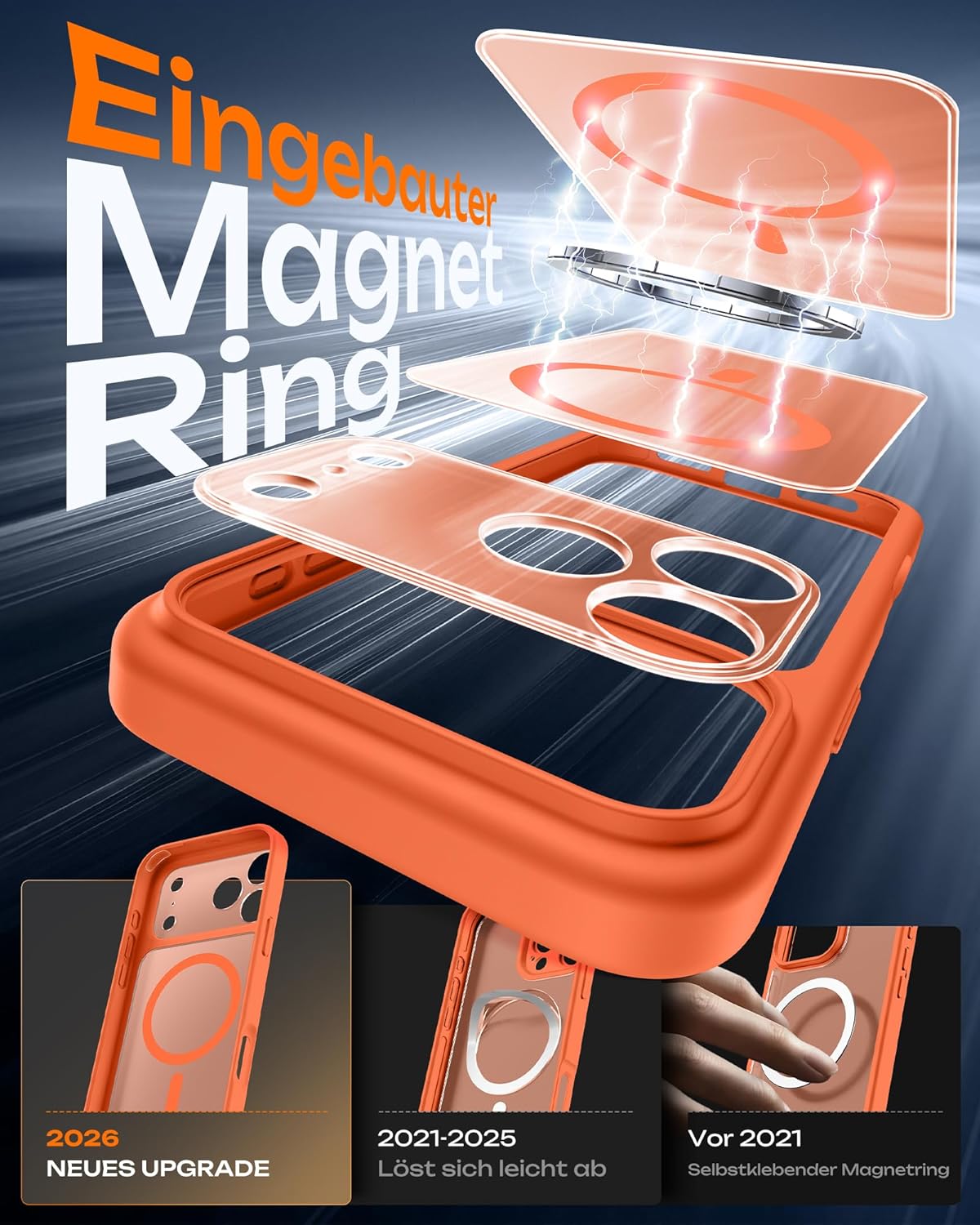 TOCOL für iPhone 17 Pro Max Hülle, Kompatibel mit MagSafe, Orange – Bild 4