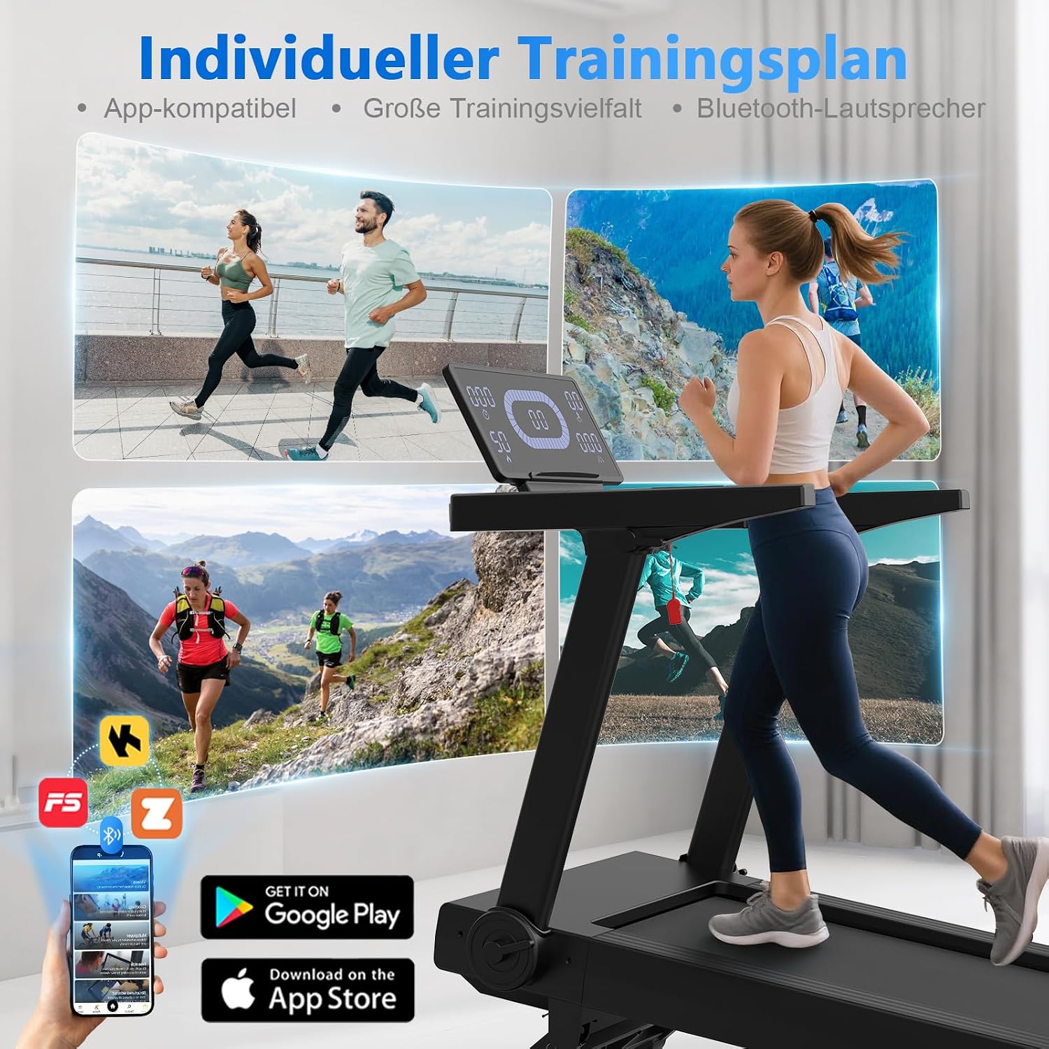 Laufband für Zuhause mit 20% Steigung, 1-20km/h, 7PS,App-kompatibles – Bild 6