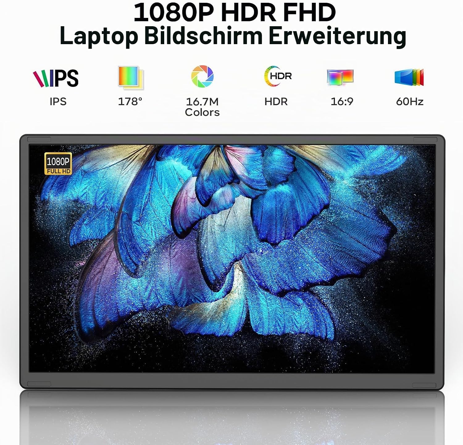 Laptop Bildschirm Erweiterung, 15,6 Zoll 1080P FHD Laptop Monitor Extender – Bild 2