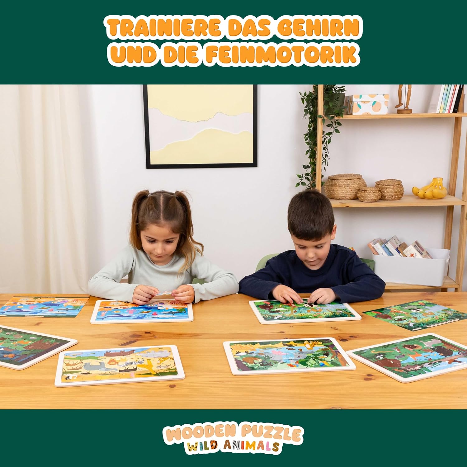BONNYCO Holzpuzzle Kinder, 6 Sets mit je 24 Teilen, Tieren aus Aller Welt – Bild 8