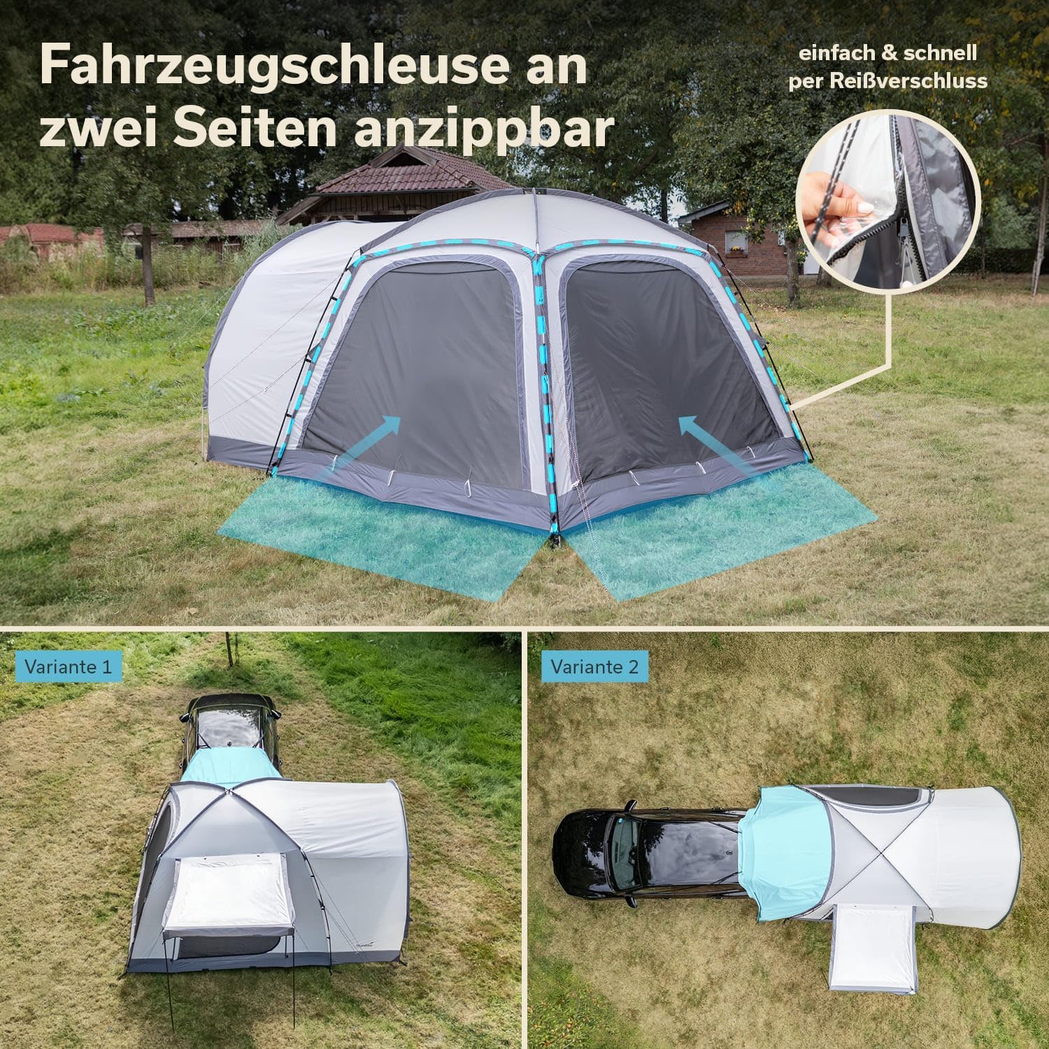 Skandika Autozelt Pitea 4 Flex Protect | Zelt für 4 Personen, Autozelt Plus Schleuse für Van, SUV, eingenähter Zeltboden, mit Sonnendach, Wassersäule 5000 mm, UPF 50+ | Zelt, Camping, Outdoor – Bild 3