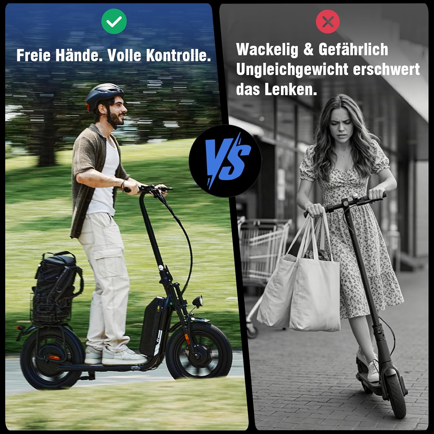 iScooter E Scooter mit Straßenzulassung für Erwachsene mit 16*3 Zoll Fat Winterreifen, 70-80km Reichweite ABE Faltbarer Elektroroller, Herausnehmbarer Akku, Korb, Stoßdämpfung, 150 kg Tragkraft, App – Bild 2