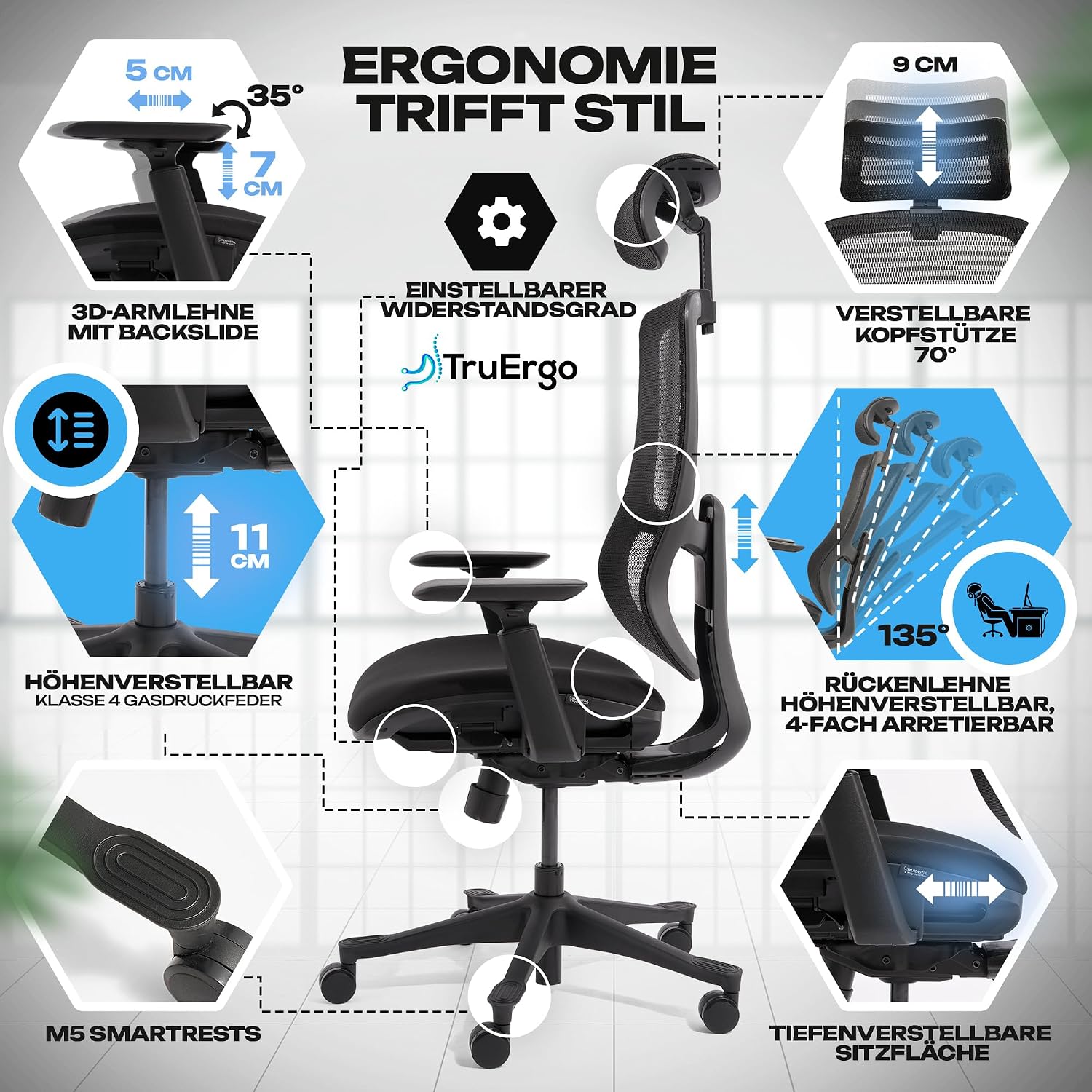 VALKENSTOL M5 Bürostuhl Ergonomisch TESTSIEGER - Büro & Home Office Chair – Bild 6