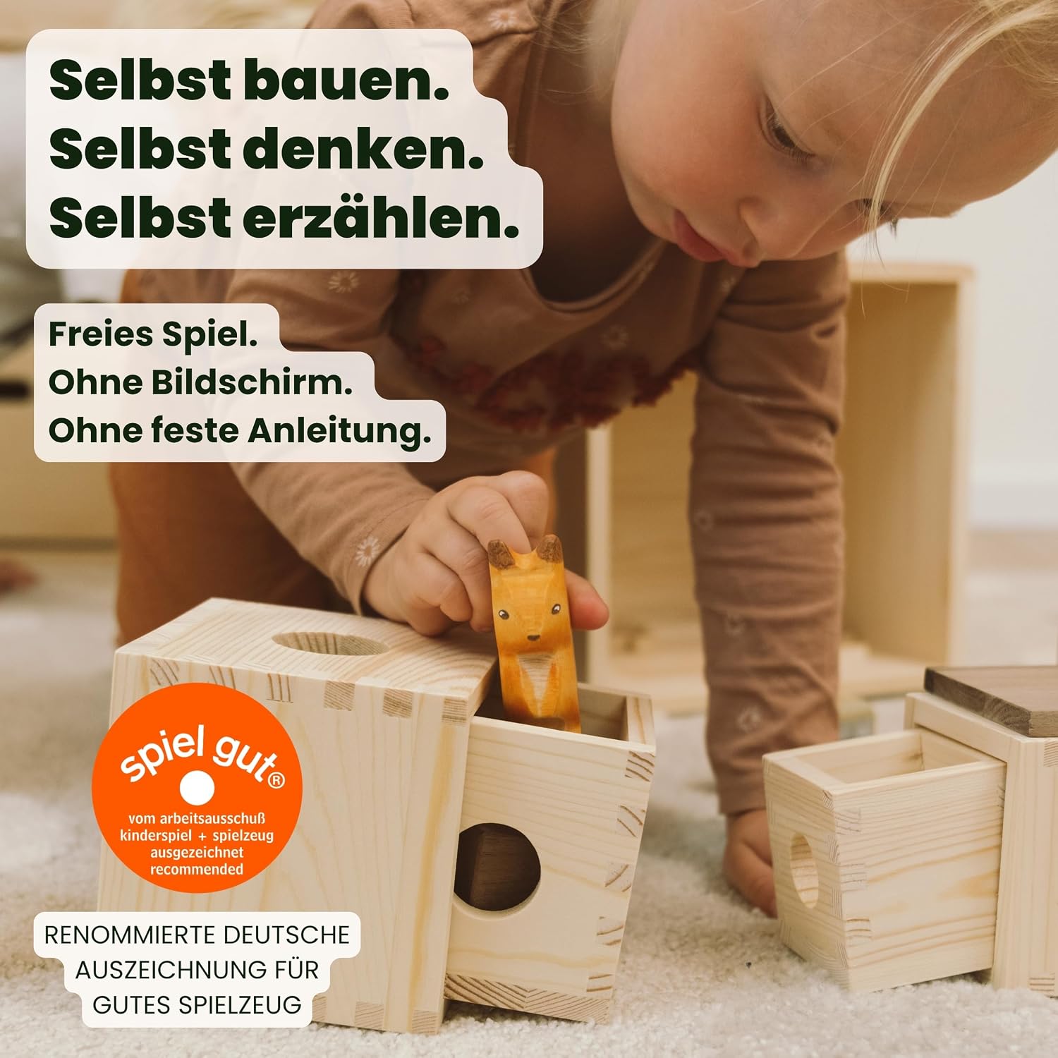 MATZBOX S-Box Montessori Kreativspielzeug aus Holzbausteinen – mitwachsendes Premium Holzspielzeug von 1 bis 7 Jahren – vielseitige Holzklötze & Boxen für freies Spielen – nachhaltiges Geschenk – Bild 9