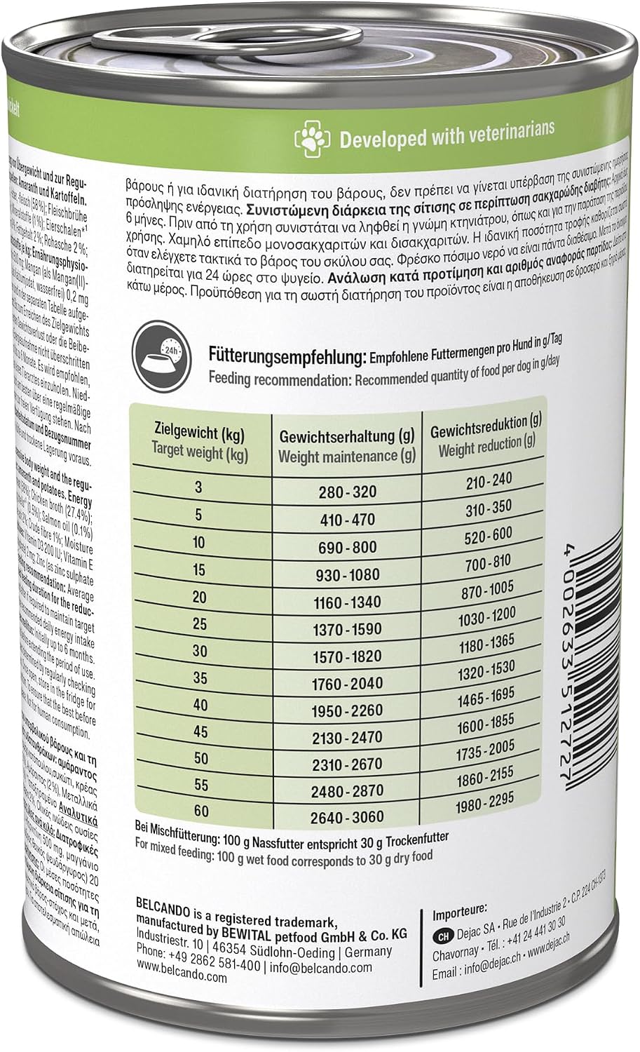 BELCANDO Vetline Weight Control Diätfutter 6×400 g – Nassfutter bei Übergewicht & Diabetes Mellitus | Kalorienreduzierte Rezeptur, Made in Germany – Bild 4