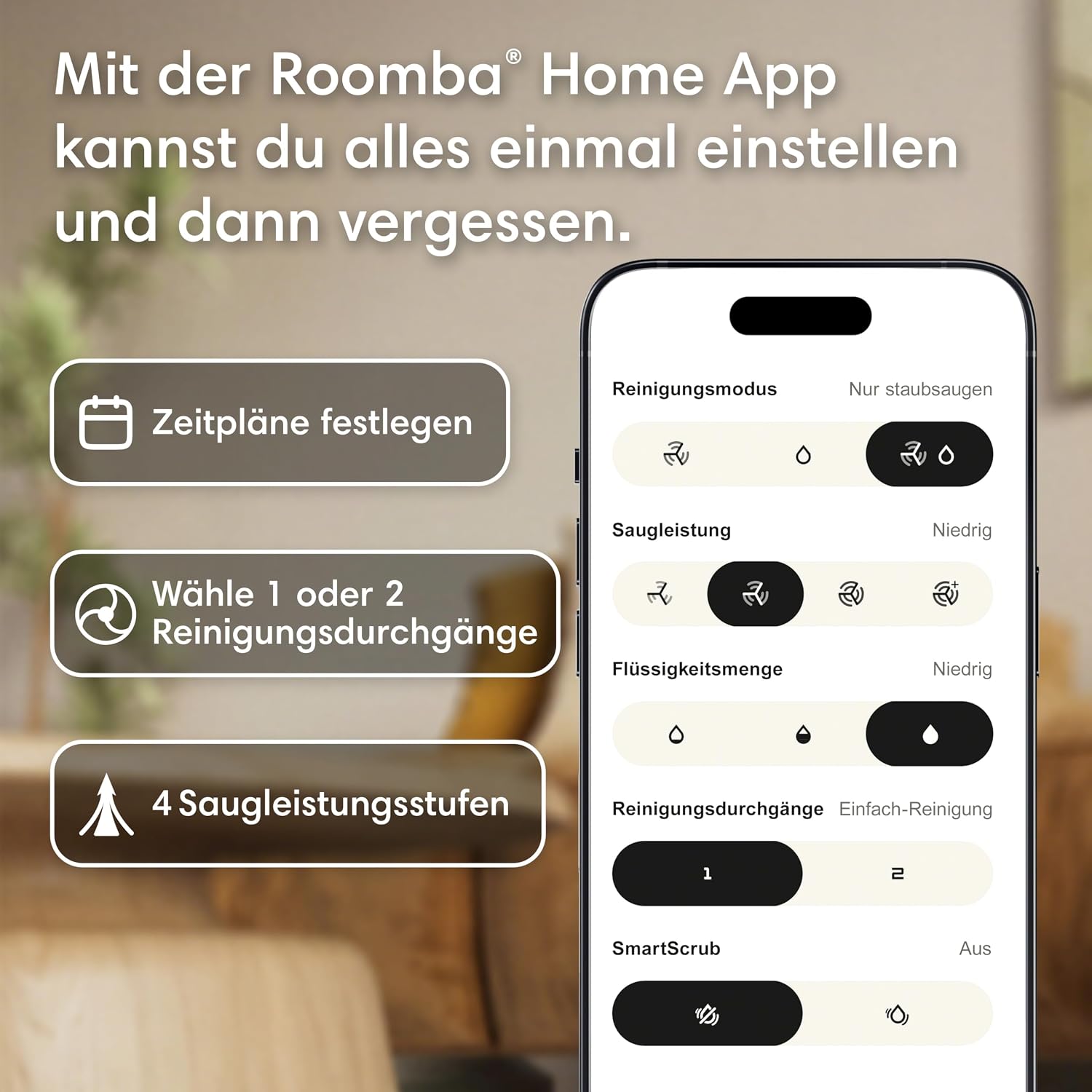 iRobot Roomba® 115 Combo Saug- und Wischroboter, 15k Pa Saugleistung, Bürsten und Wischpad reichen, Navigation mit Clearview™ LiDAR, Schwarz – Bild 5