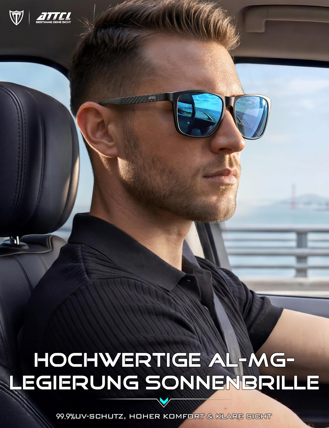 ATTCL Sonnenbrille Herren Polarisiert UV400 AL-MG Verspiegelt Autofahren – Bild 2