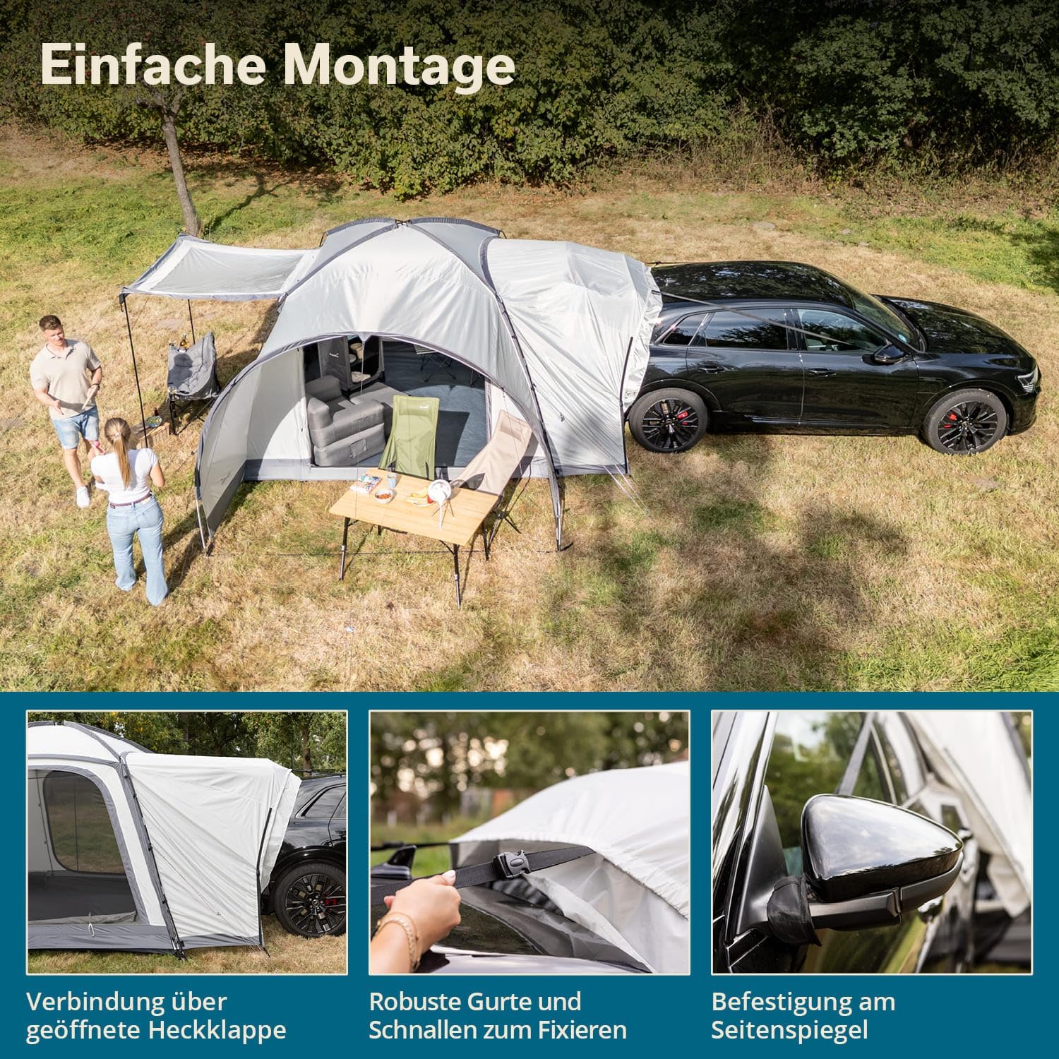 Skandika Autozelt Pitea 4 Flex Protect | Zelt für 4 Personen, Autozelt Plus Schleuse für Van, SUV, eingenähter Zeltboden, mit Sonnendach, Wassersäule 5000 mm, UPF 50+ | Zelt, Camping, Outdoor – Bild 2