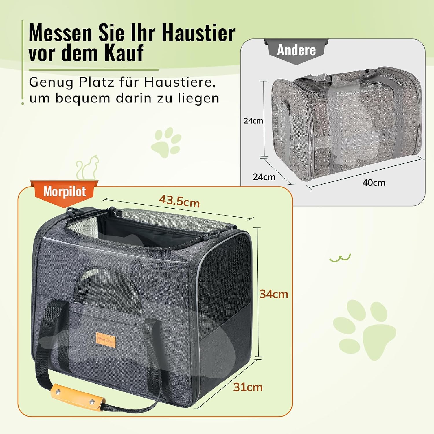 Morpilot Katzentransportbox Transportbox 43.5x31x34cm Dunkelgrau Einfarbig – Bild 4
