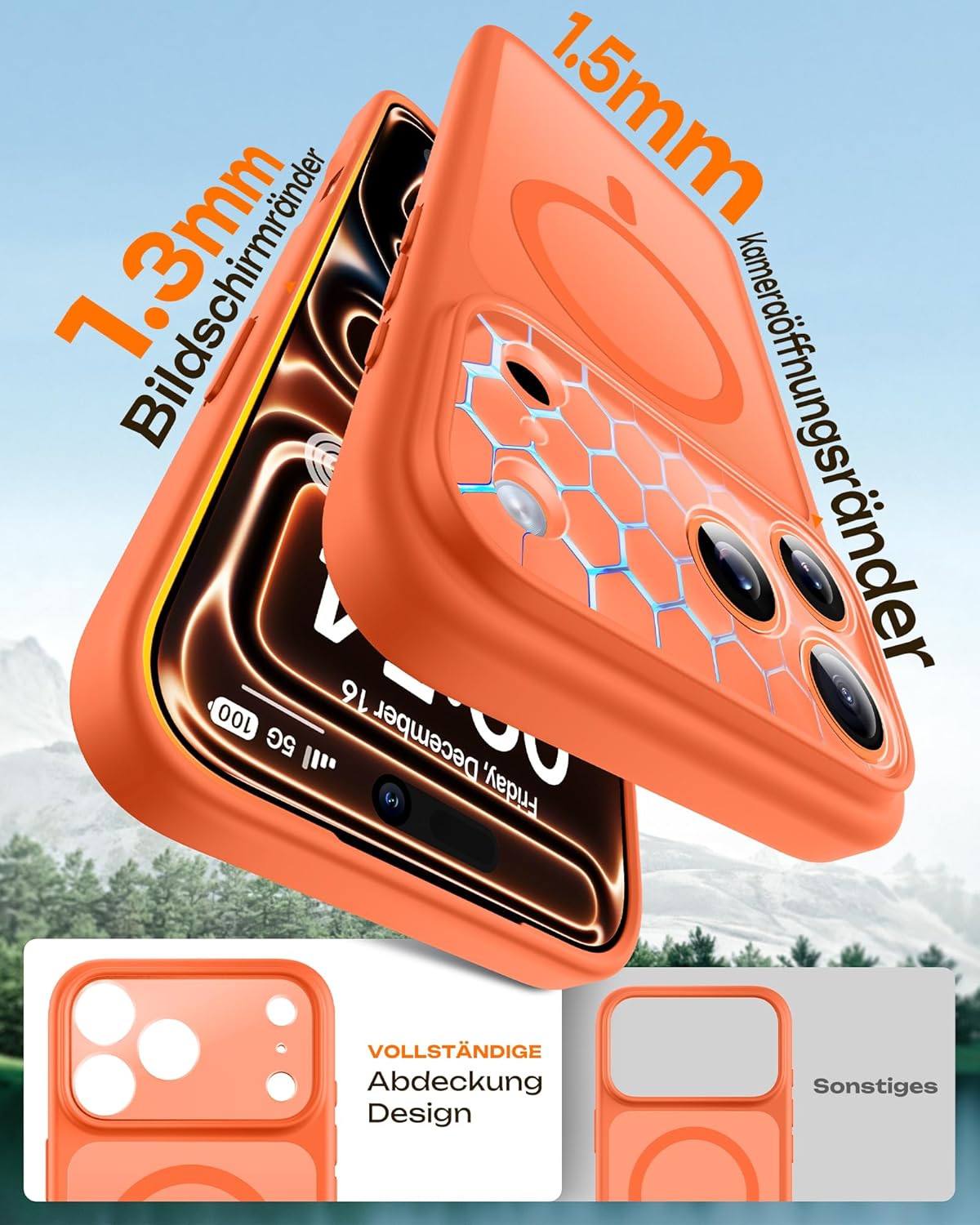 TOCOL für iPhone 17 Pro Max Hülle, Kompatibel mit MagSafe, Orange – Bild 6