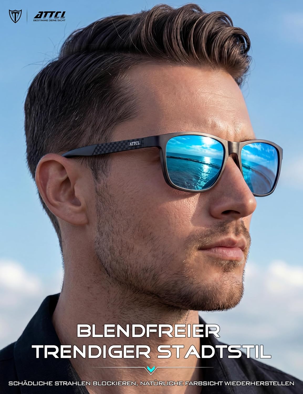 ATTCL Sonnenbrille Herren Polarisiert UV400 AL-MG Verspiegelt Autofahren – Bild 3