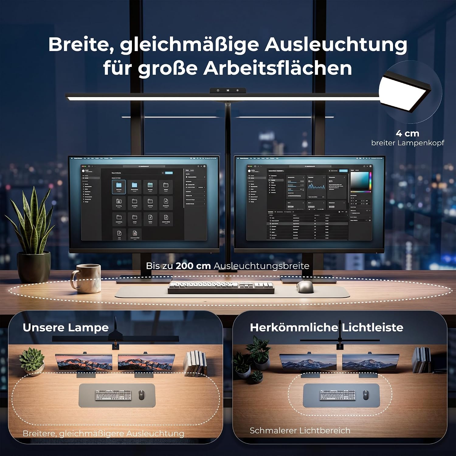 Schreibtischlampe LED Dimmbar, 80 cm Klemmbare Monitor Lampe – Bild 3