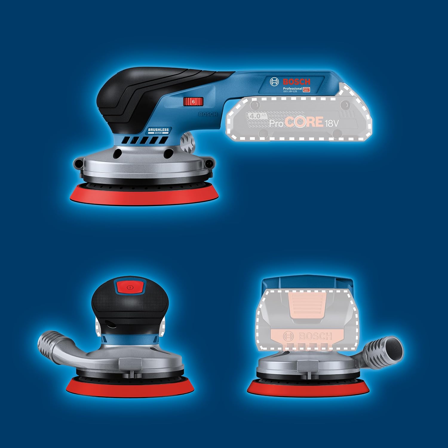 Bosch Professional 18V System Akku Exzenterschleifer GEX 18V-125 (inkl. Schleifteller (125mm), 1x Schleifpapier, Staubbeutel, L-BOXX, ohne Akku/Ladegerät) – Bild 8