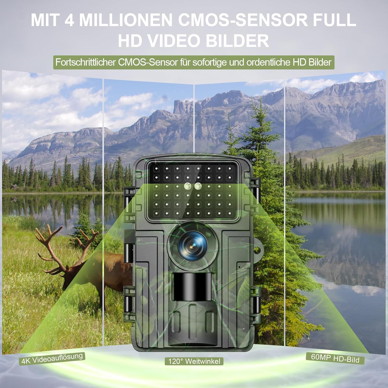 Lutranstra Wildkamera, 4K Video, 60MP, WLAN mit Handyübertragung APP – Bild 3