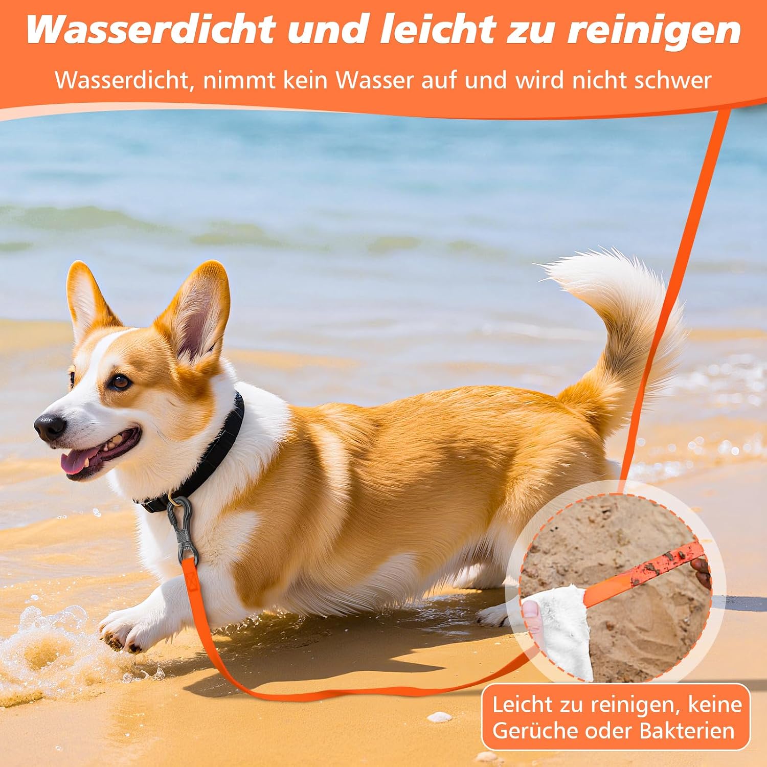 X XBEN Wasserdicht Schleppleine für Hunde,3M 5M 10M 15M 20M 30M Gummierte Schleppleine mit Abschließbarer Karabine,Wasserfest Hundeleine Laufleine für Große bis Kleine Hunde,Robuste Trainingsleine – Bild 5