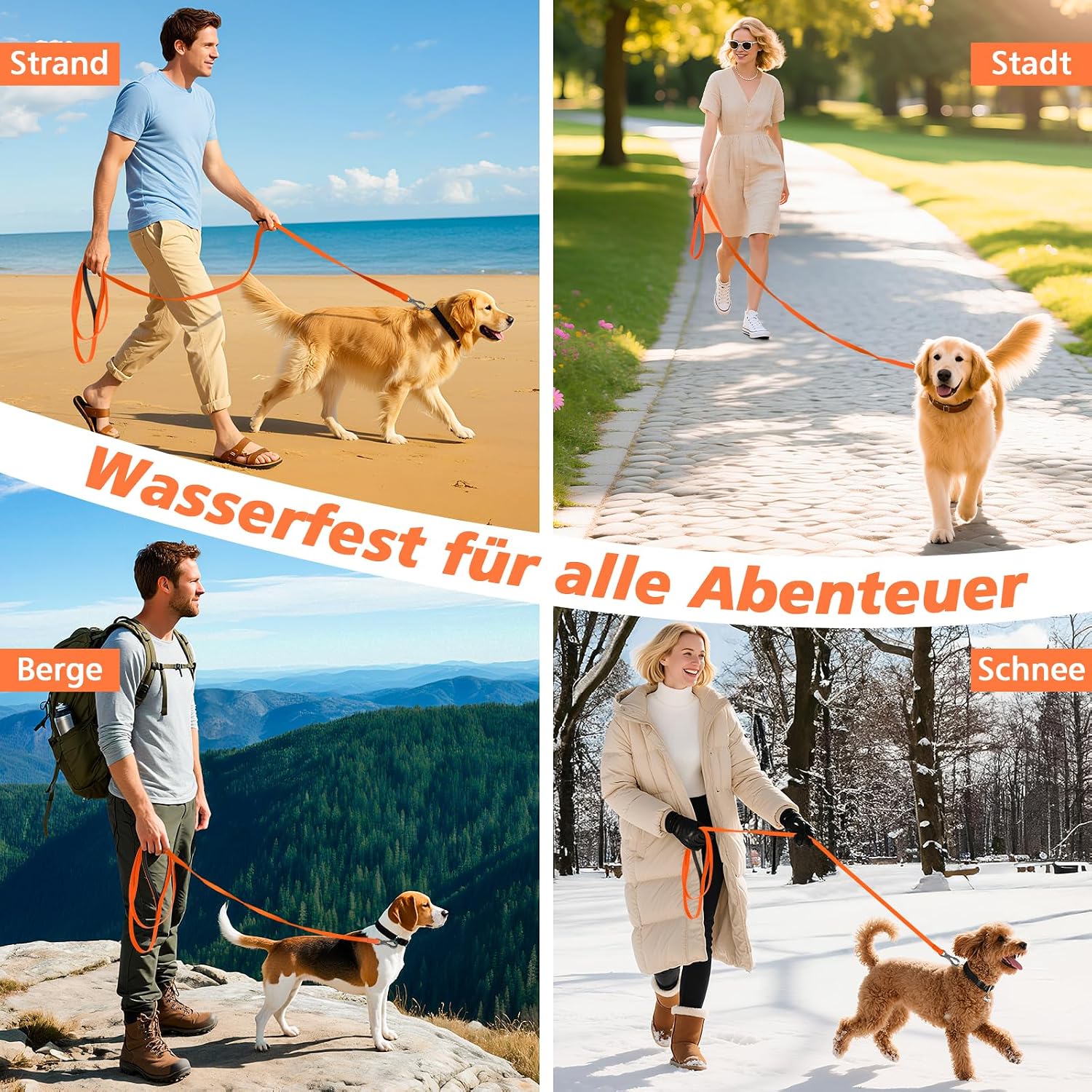 X XBEN Wasserdicht Schleppleine für Hunde,3M 5M 10M 15M 20M 30M Gummierte Schleppleine mit Abschließbarer Karabine,Wasserfest Hundeleine Laufleine für Große bis Kleine Hunde,Robuste Trainingsleine – Bild 7