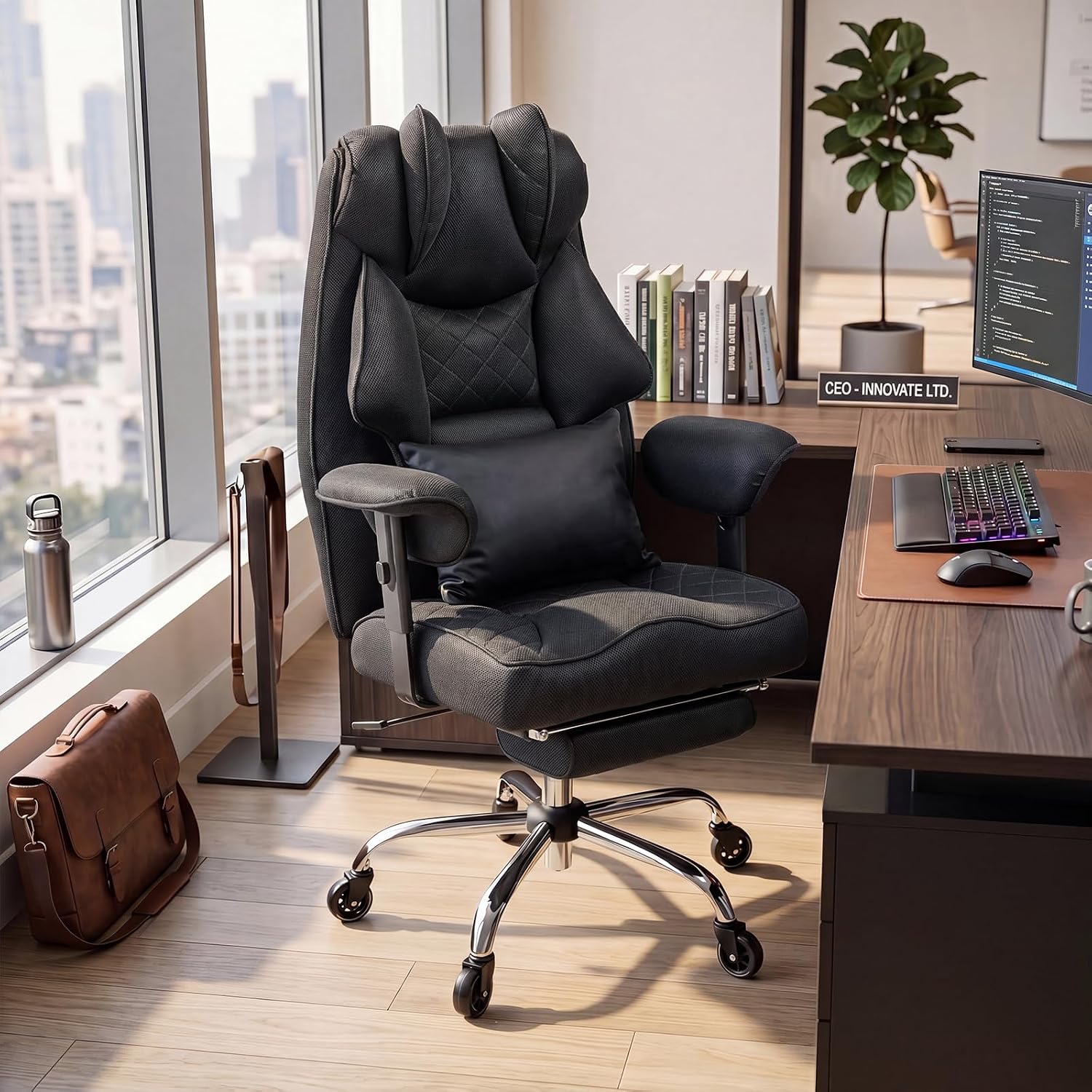 Ergonomischer Bürostuhl 200kg, XXL Chefsessel Fußstütze Homeoffice – Bild 8