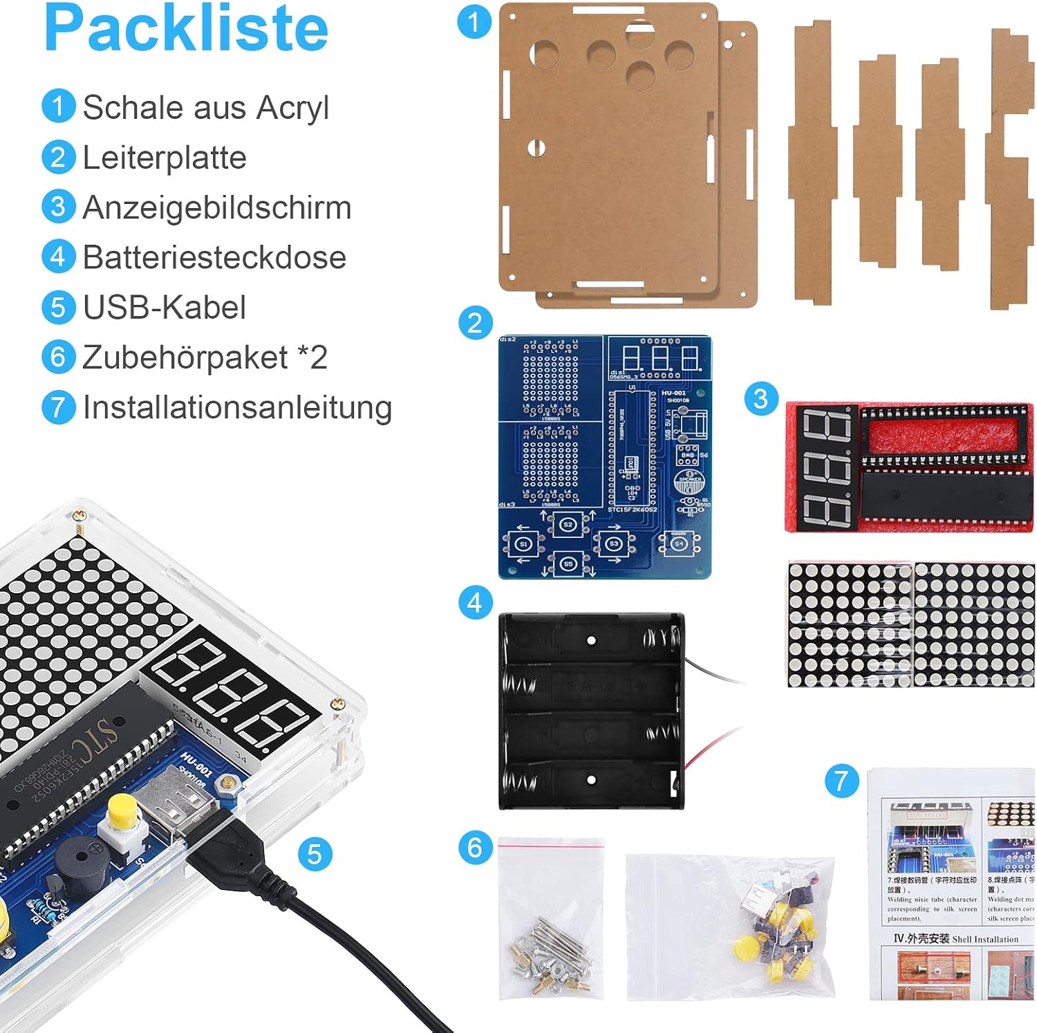 DIY-Spielkonsolen-Handset mit Acrylgehäuse, Lötübungsset, DIY-Retro-Classic-Elektronik-Set für Mint-Schulbildung – Bild 7
