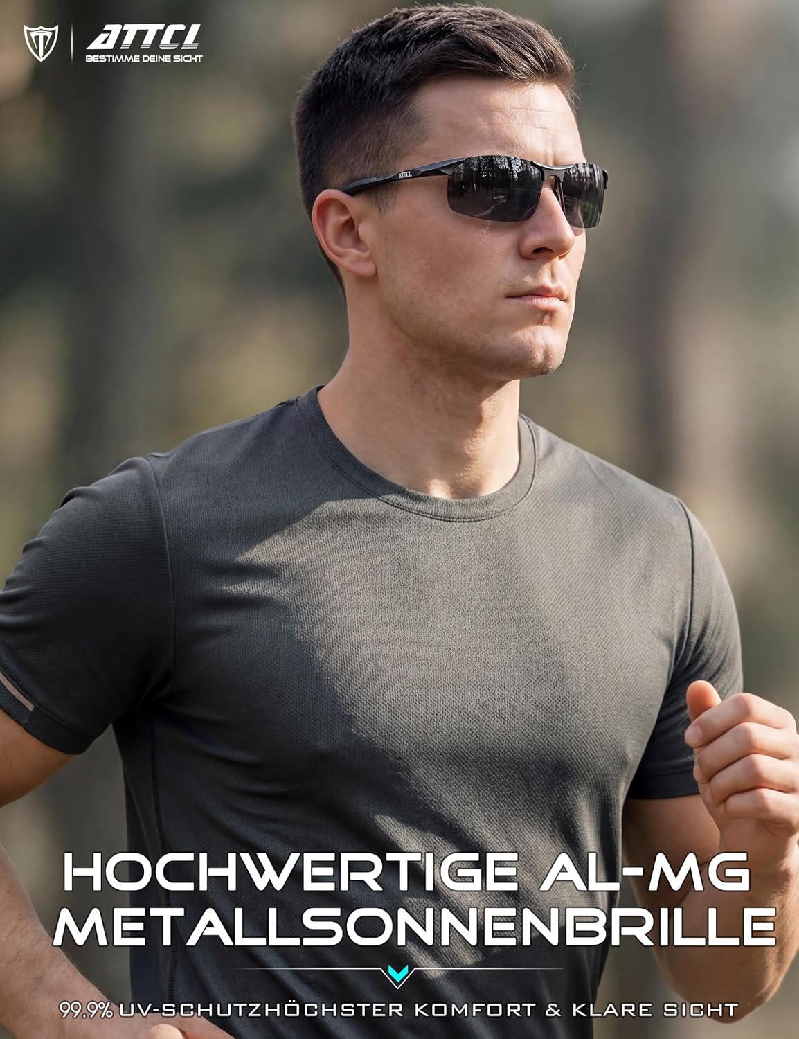 ATTCL Sonnenbrille Herren Polarisiert Sports UV400 Leicht Wrap-Around AL-MG – Bild 3