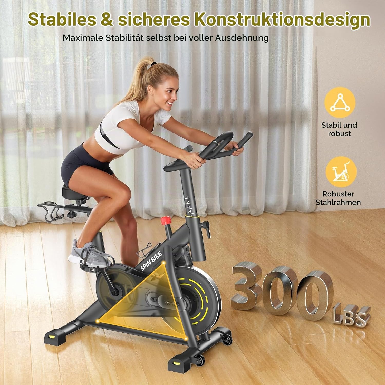 YAMO Heimtrainer Fahrrad mit Magnetwiderstand, Leises Ergometer – Bild 4