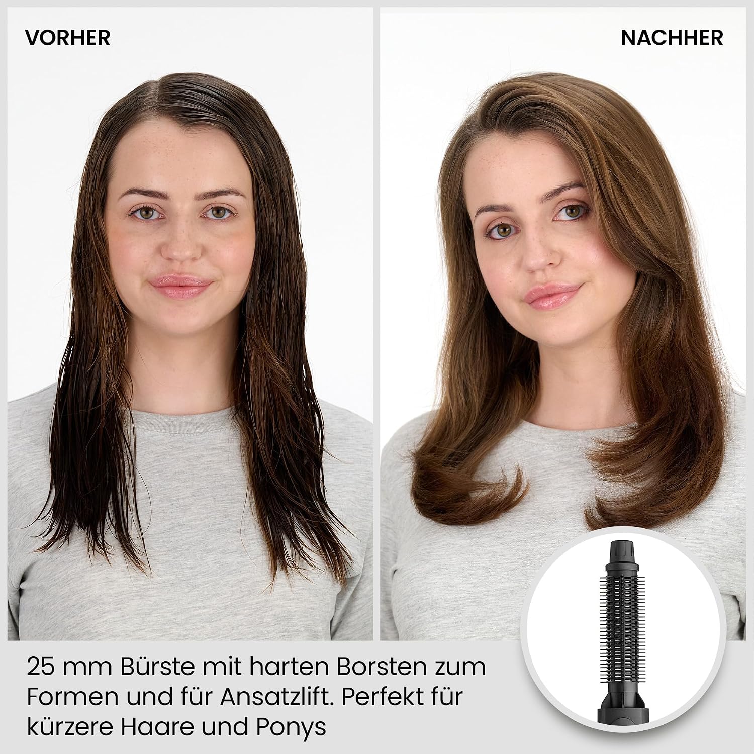 BaByliss Smooth Finish 1200 – 4‑in‑1 Warmluftbürste zum Trocknen, Formen, Glätten & Volumenstyling, Ionen‑ & Keramiktechnologie, 4 Aufsätze, 1200W, Schwarz/Pink, AS122E – Bild 5