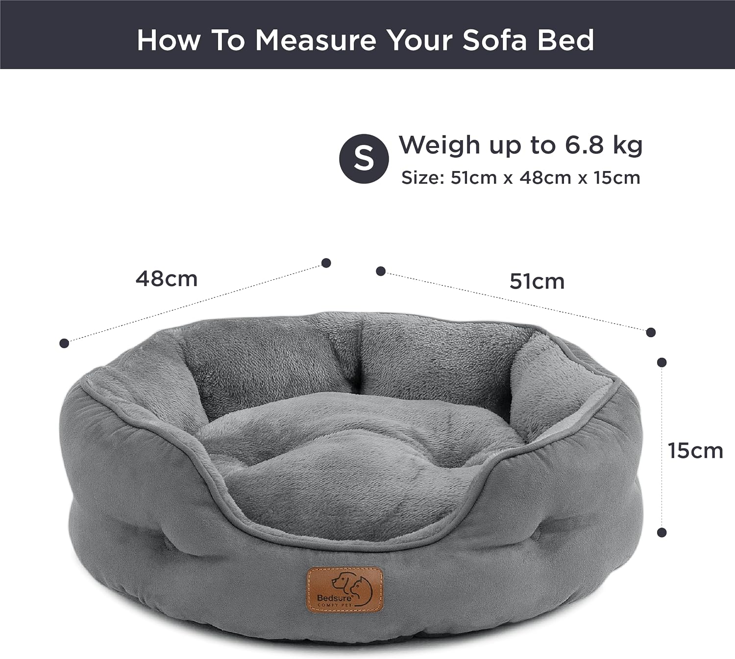 BEDSURE Katzenbett waschbar Rund Katzen Bettchen, 51x48x15cm – Bild 5