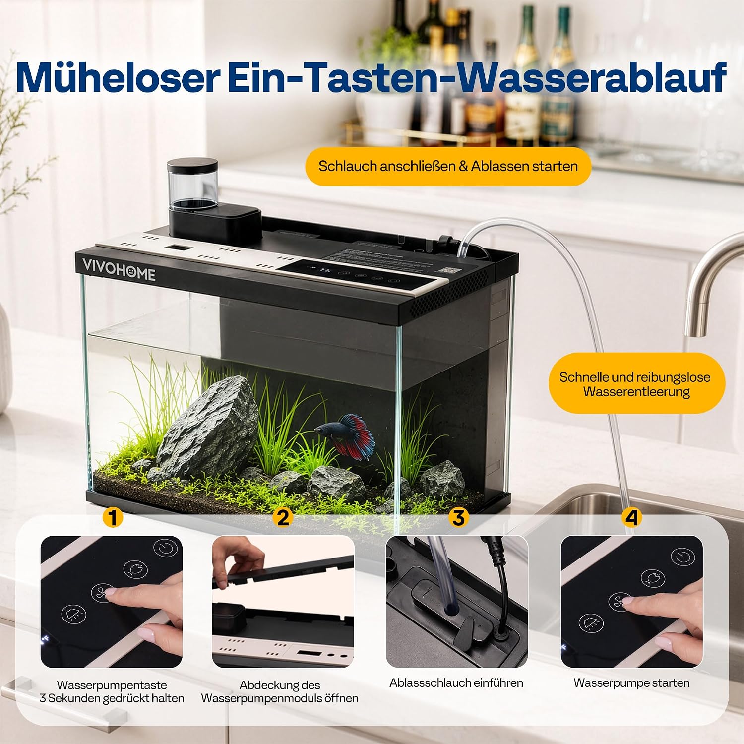 VIVOHOME 30L Smart Glas Aquarium Komplettset mit LED & Wasserpumpe – Bild 6