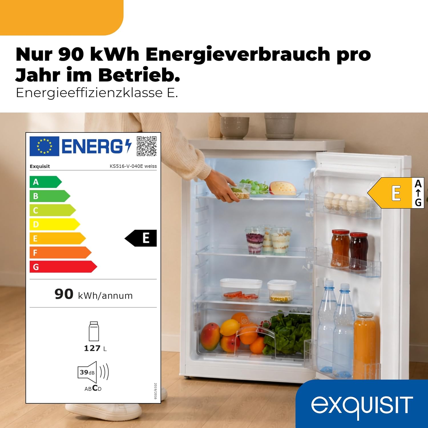 Exquisit Kühlschrank Ohne Gefrierfach - 127 L Vollraumkühlschrank - E – Bild 2