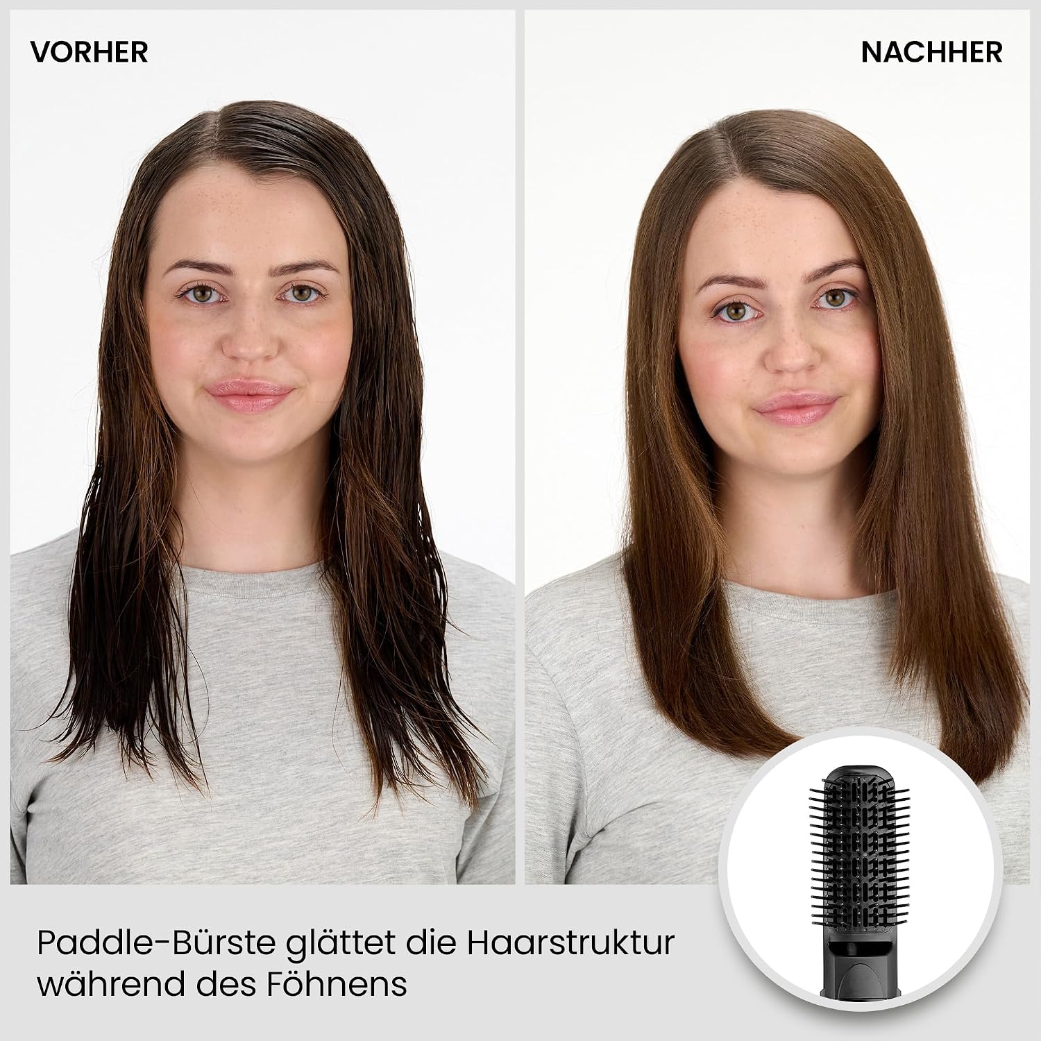 BaByliss Smooth Finish 1200 – 4‑in‑1 Warmluftbürste zum Trocknen, Formen, Glätten & Volumenstyling, Ionen‑ & Keramiktechnologie, 4 Aufsätze, 1200W, Schwarz/Pink, AS122E – Bild 6