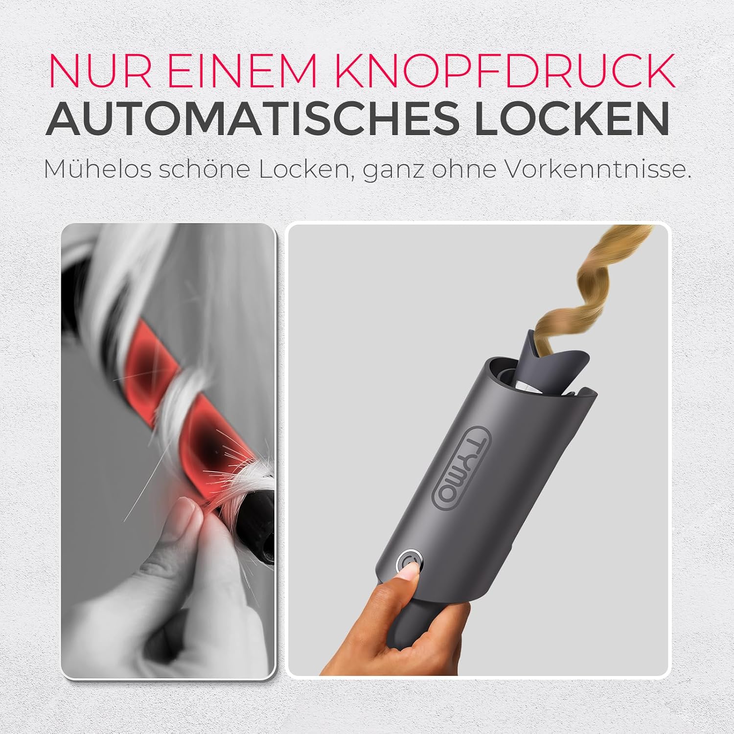 TYMO Lockenstab Automatisch Große Locken - TYMO CURLPRO Automatischer Rotierender Lockenstab 25mm für Kleine Locken mit 3 Temperaturstufen, 160-210℃, Beach Waves Lockenstäbe für Kurze und Lange Haare – Bild 2