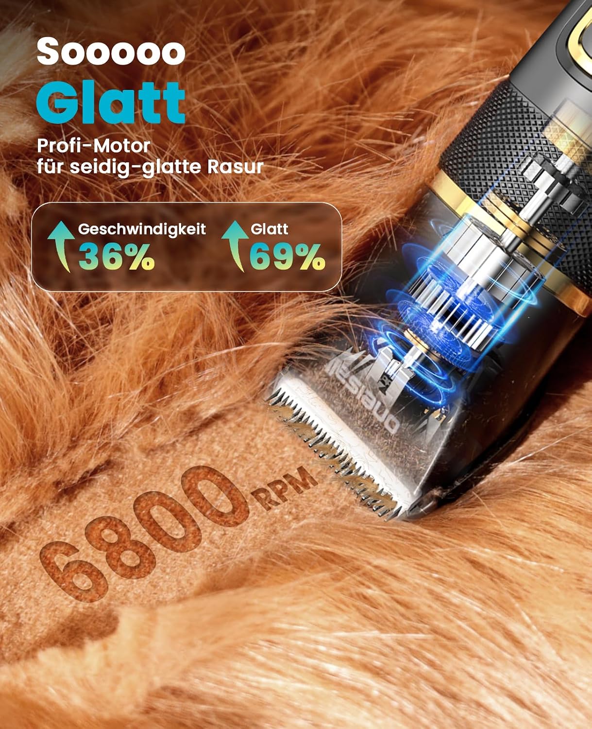 oneisall Leise Hundeschermaschine Upgrade Pro, Profi Schermaschine Hund Katze 2000mAh Wiederaufladbar, IPX7 Wasserdichtes Tierhaarschneidemaschine für die Fellpflege zu Hause – Bild 6