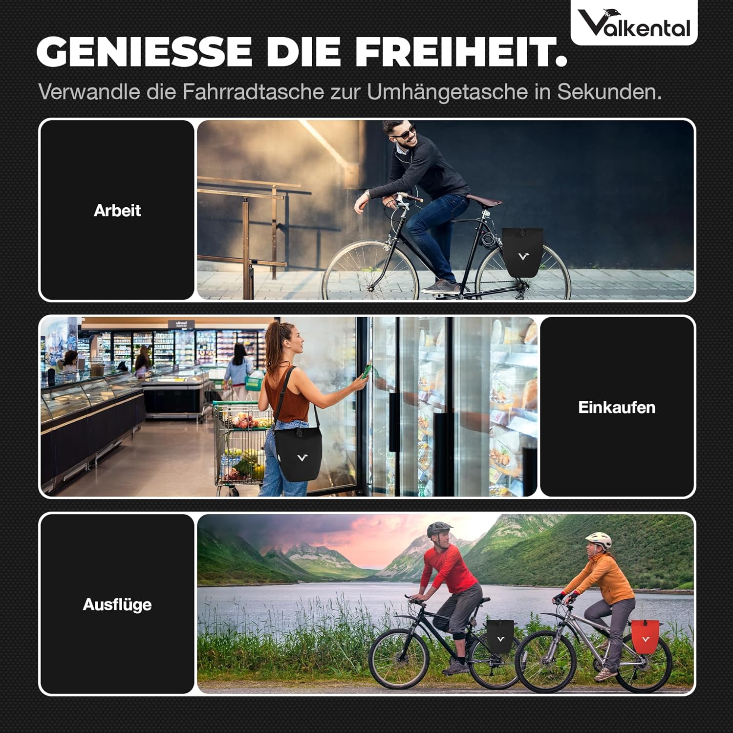 Valkental Gepäckträgertasche, Wasserdicht & Abschließbar – Bild 3