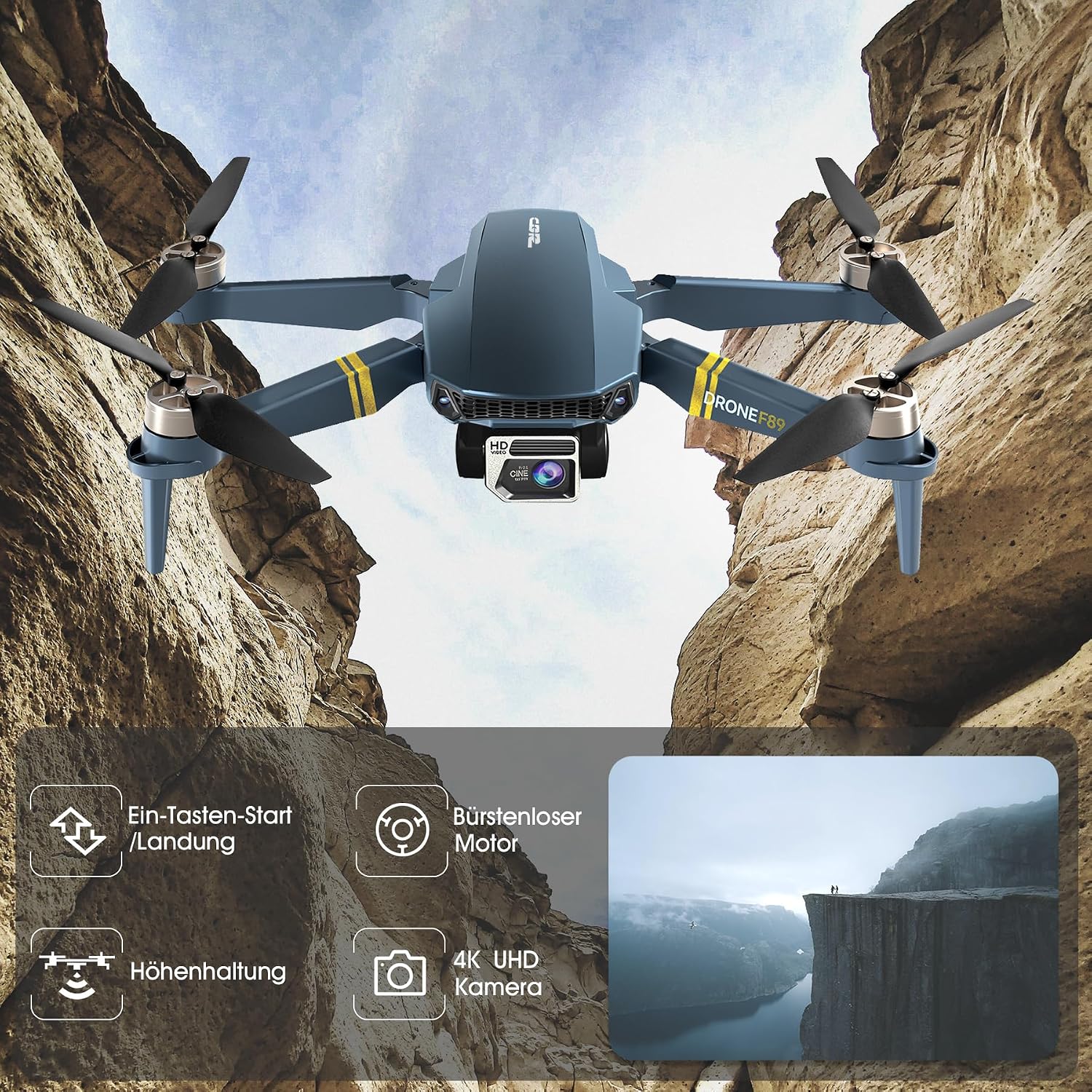 800 Meter Reichweite Drohne mit Kamera 4K – 84 Minuten Flugzeit, WiFi FPV faltbare Quadrocopter, bürstenlosem Motor, Auto-Hover, Auto-Follow (3 Akkus) – Bild 2