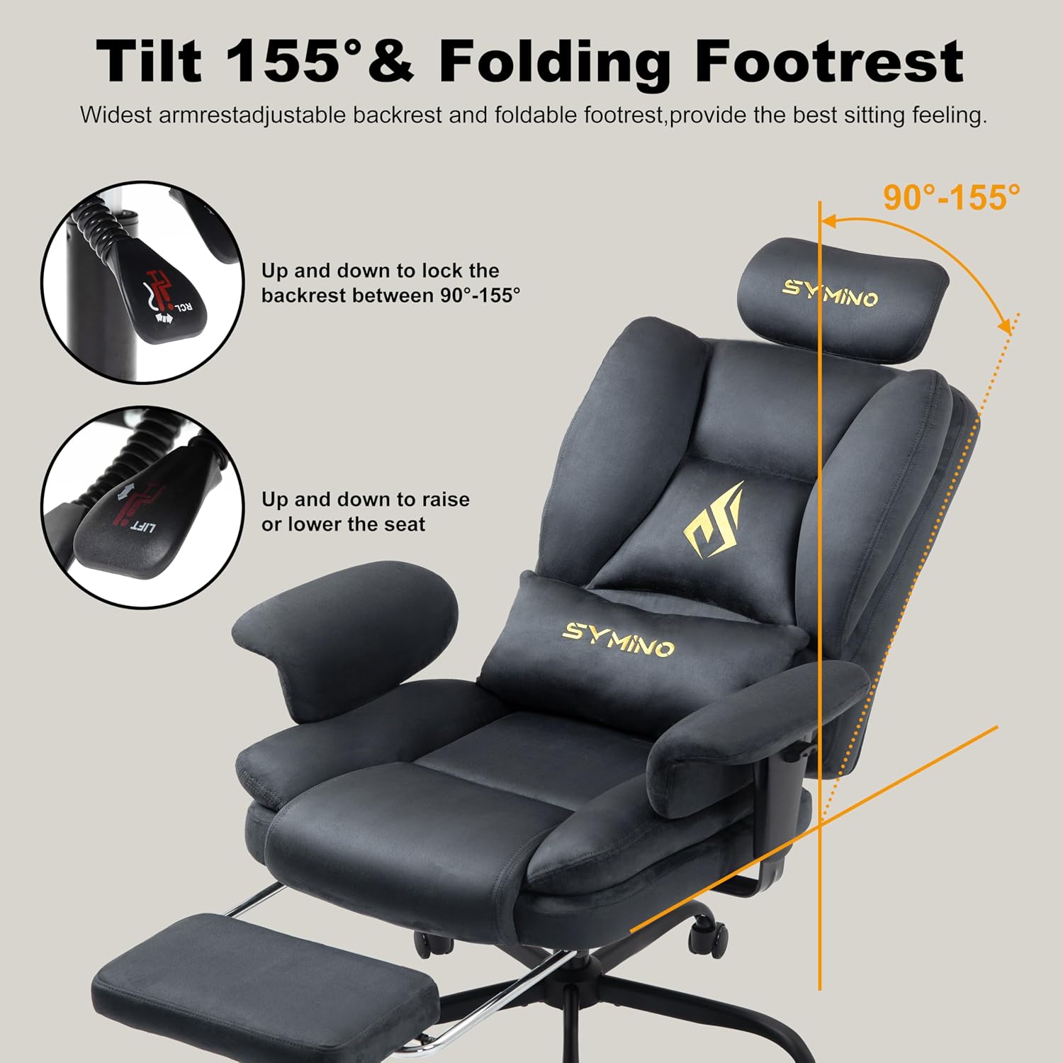 Symino Gaming Stuhl Sofa-ähnliches Chefsessel Bürostuhl Ergonomisch – Bild 7
