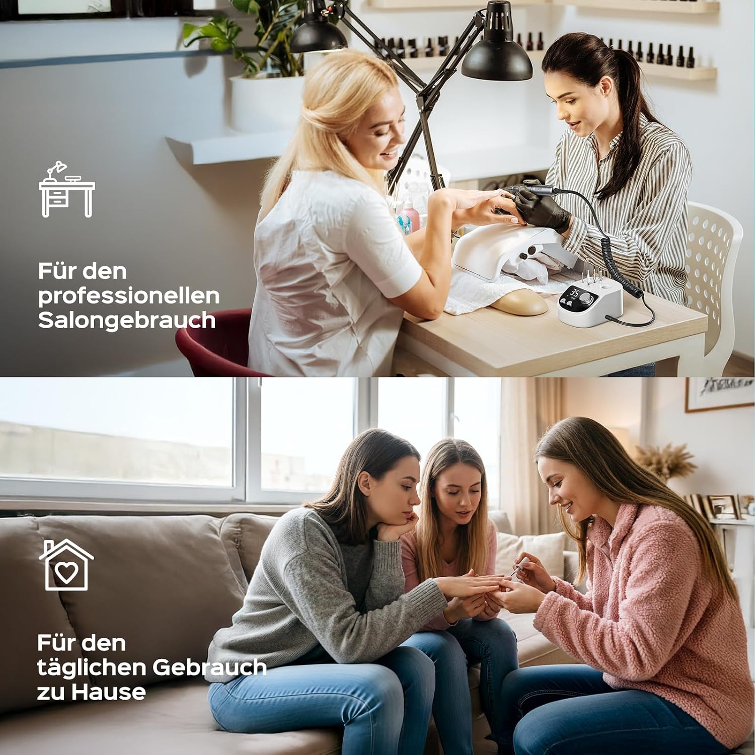 COSLUS E50 Elektrische Nagelfräser Professionell Set 35000 U/min , Weiß – Bild 8